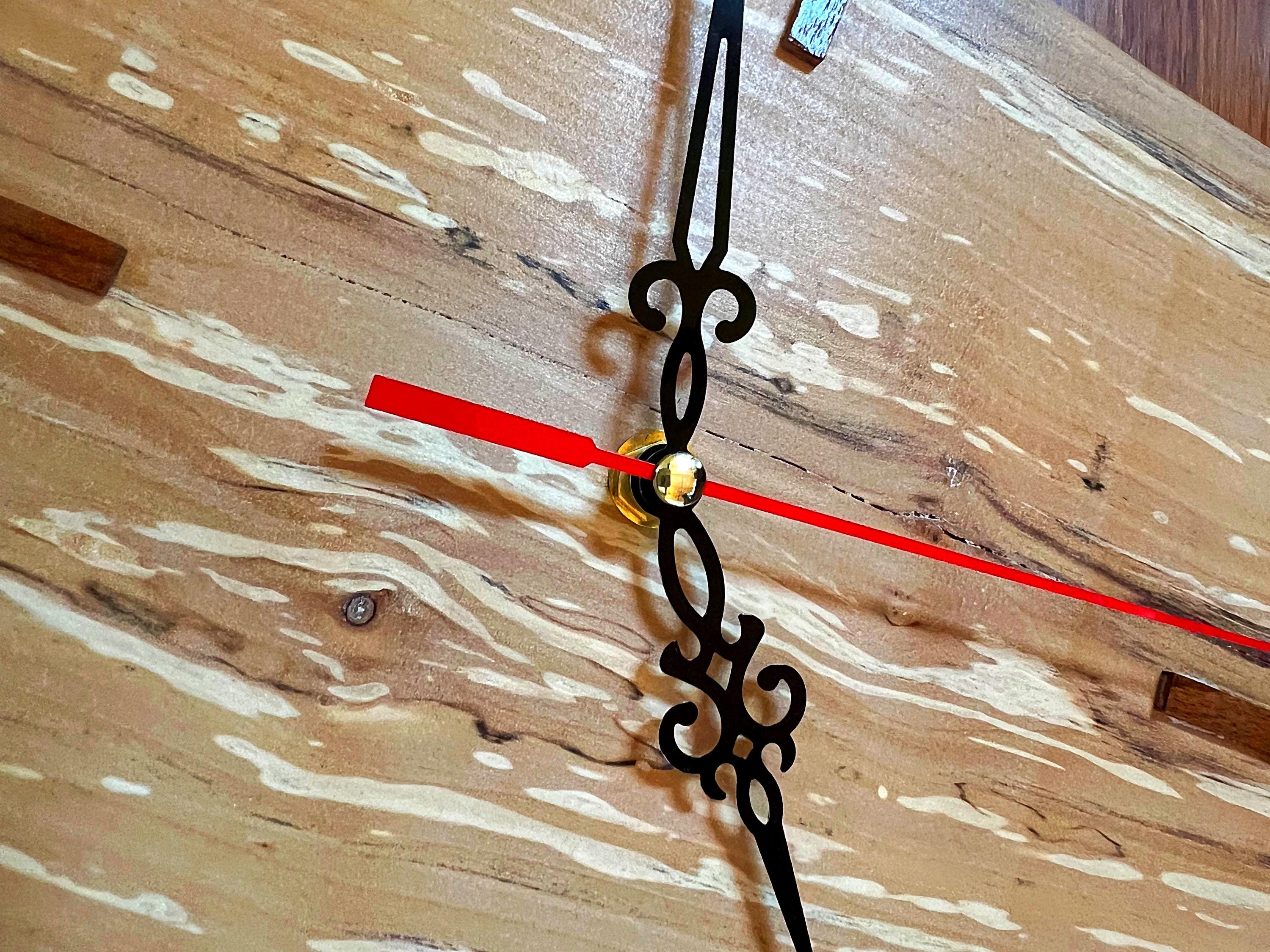 Live-Edge Apple Wood Clock: Handmade Rustic Wall or Desk Decor