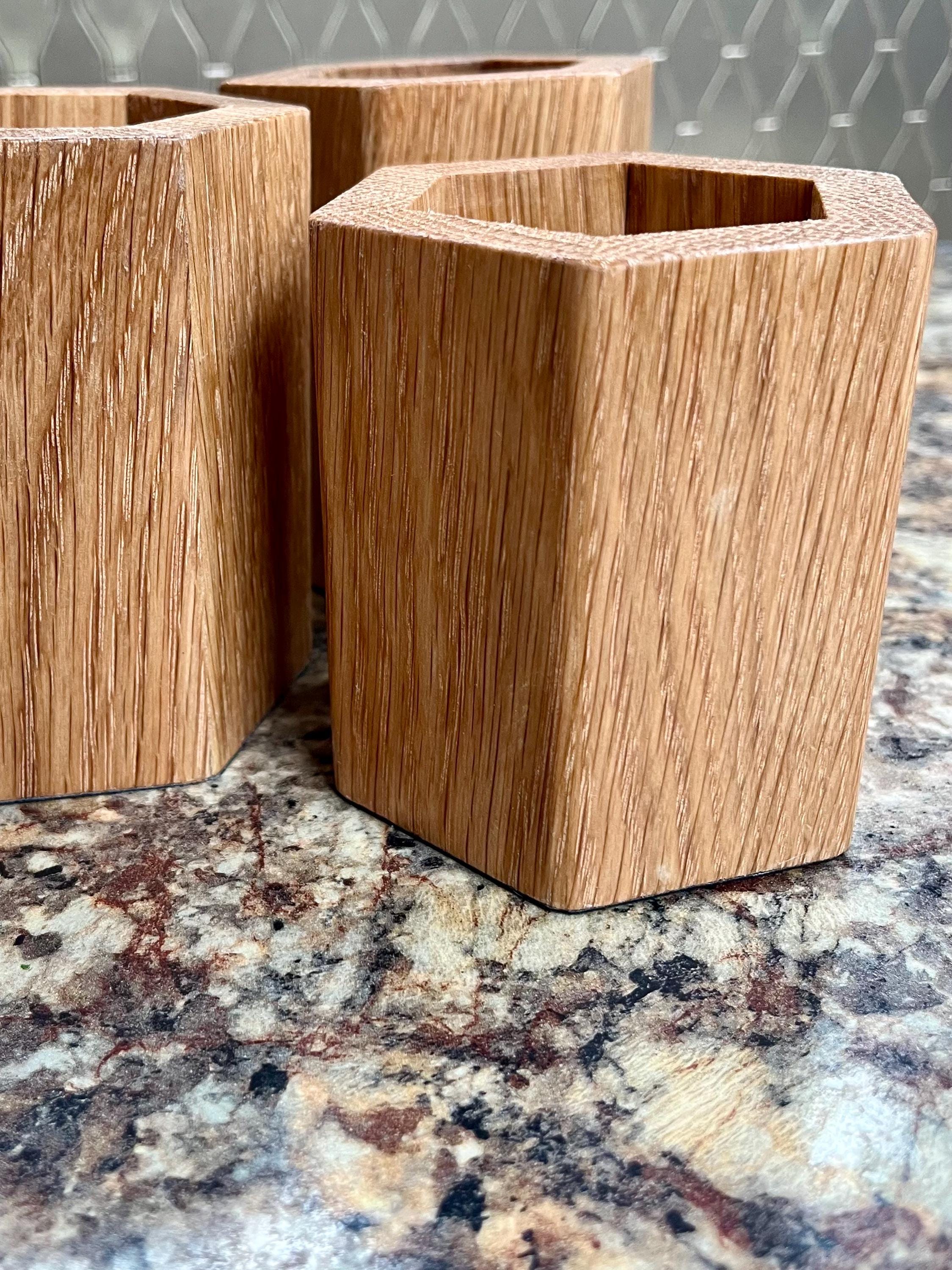 Handmade Reclaimed Oak Pen Holder | Rustic Desk Organizer