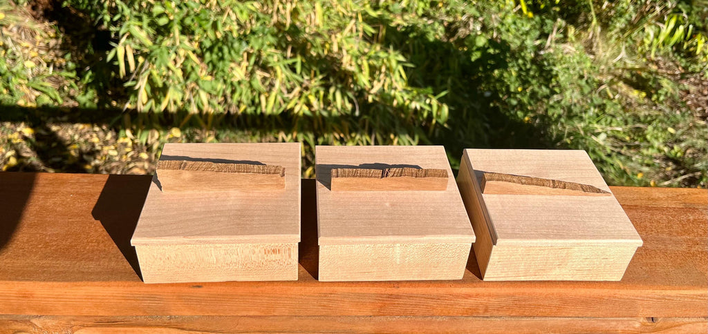 Handmade Maple Storage Boxes Set: Rustic Walnut Pulls, Oregon Wood Decor