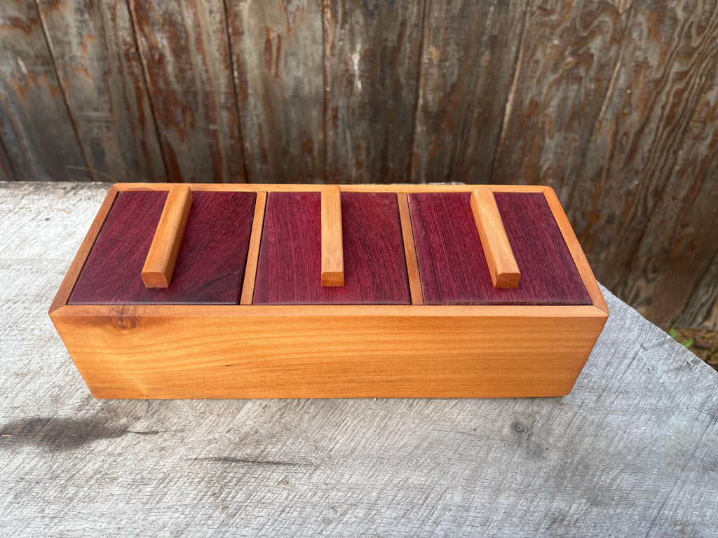 Reclaimed Cherry & Purpleheart Box | Handmade Jewelry Storage, Desk Organizer