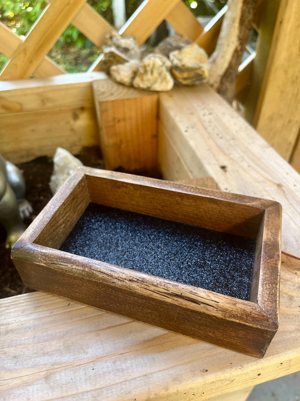 Live-Edge Plum Wood Jewelry Tray | Tung Oil Finish, Sparkly Lining