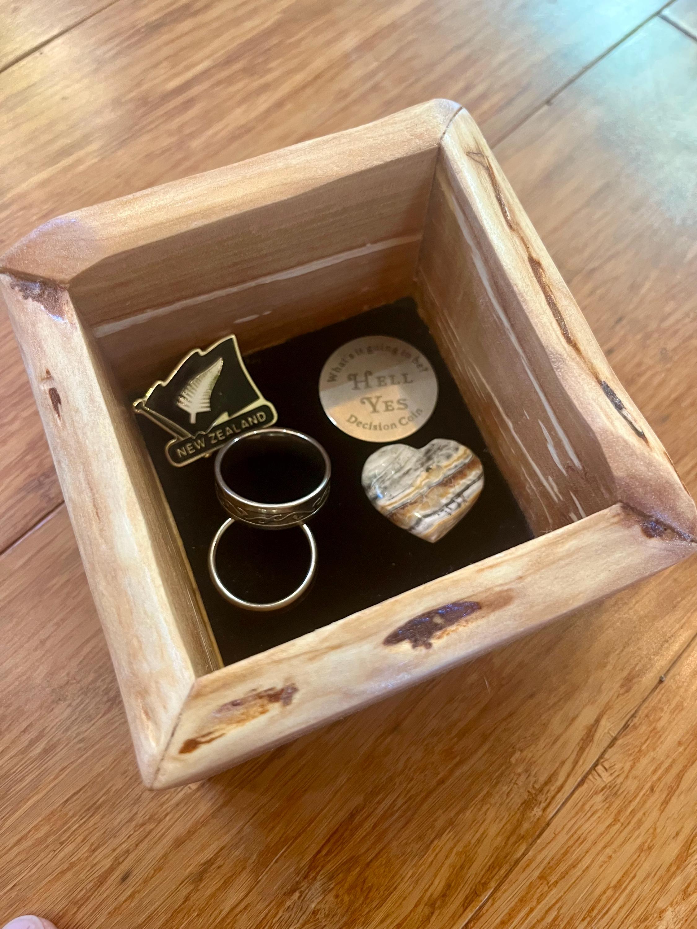 Handmade Apple Wood Keepsake Box | Live-Edge Ring Box