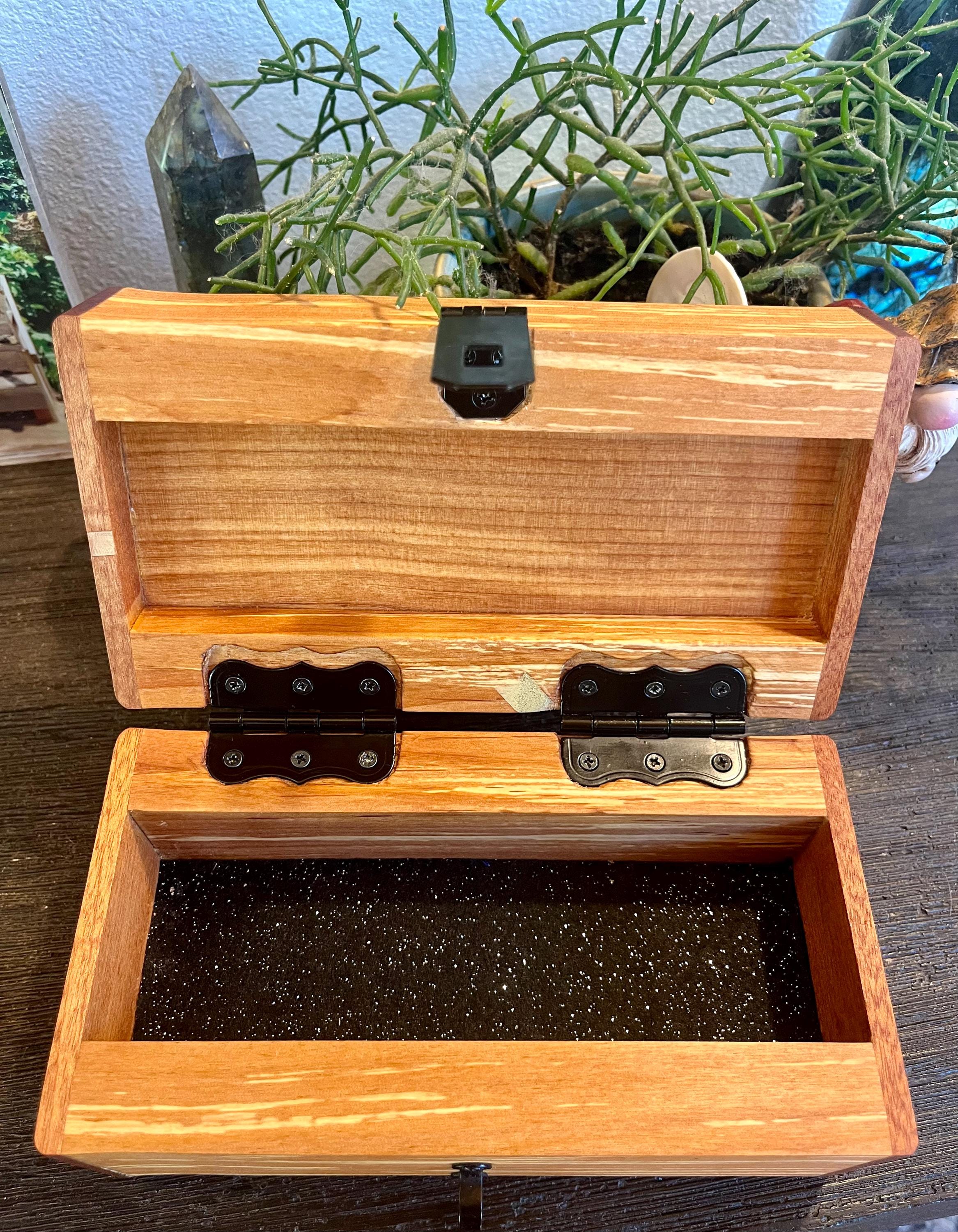 Handmade Alder & Mahogany Jewelry Box: Tung Oil Finish, Sparkle Black Felt