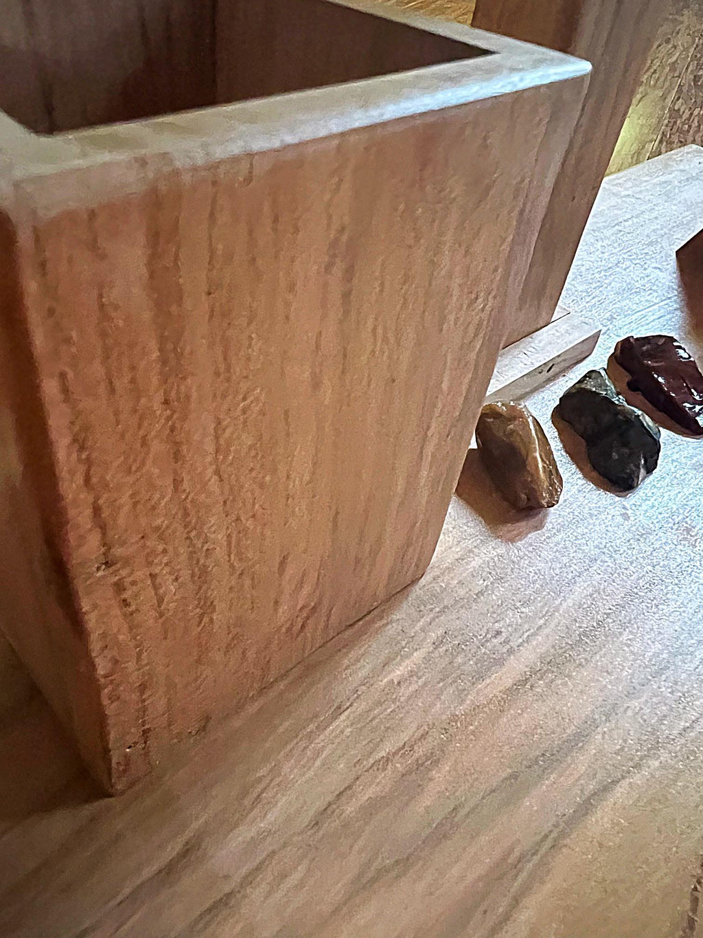 Handcrafted Plum Wood Headphone Stand with Phone & Pen Holder