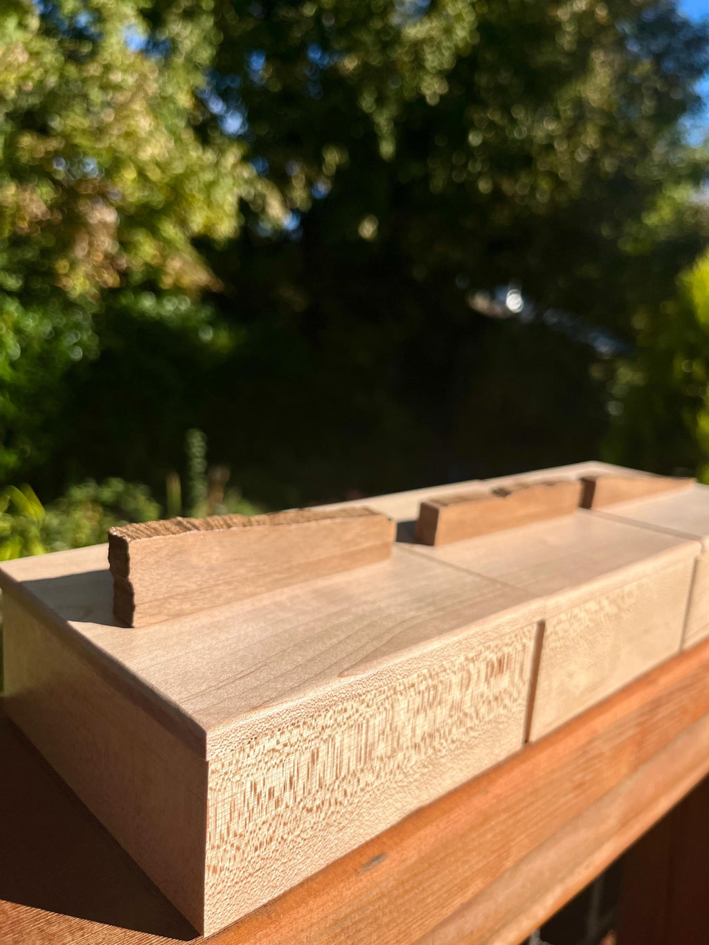Handmade Maple Storage Boxes Set: Rustic Walnut Pulls, Oregon Wood Decor