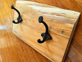 Live-Edge Apple Wood Coat Rack: Rustic Iron Hooks, Handmade