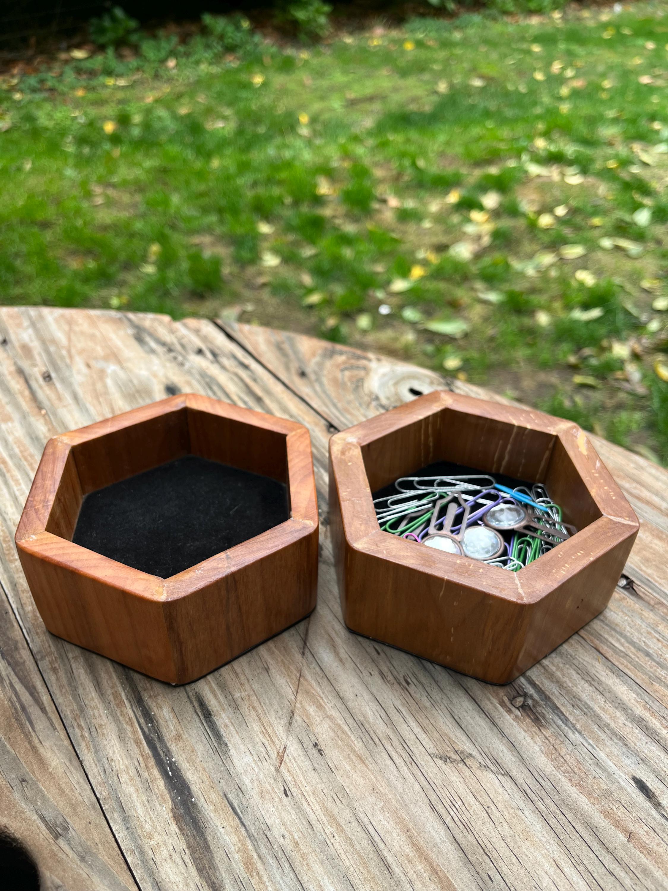 Heirloom Apple Wood Desk Organizer | Handmade Felt-Lined Change or Paper Clip Dish
