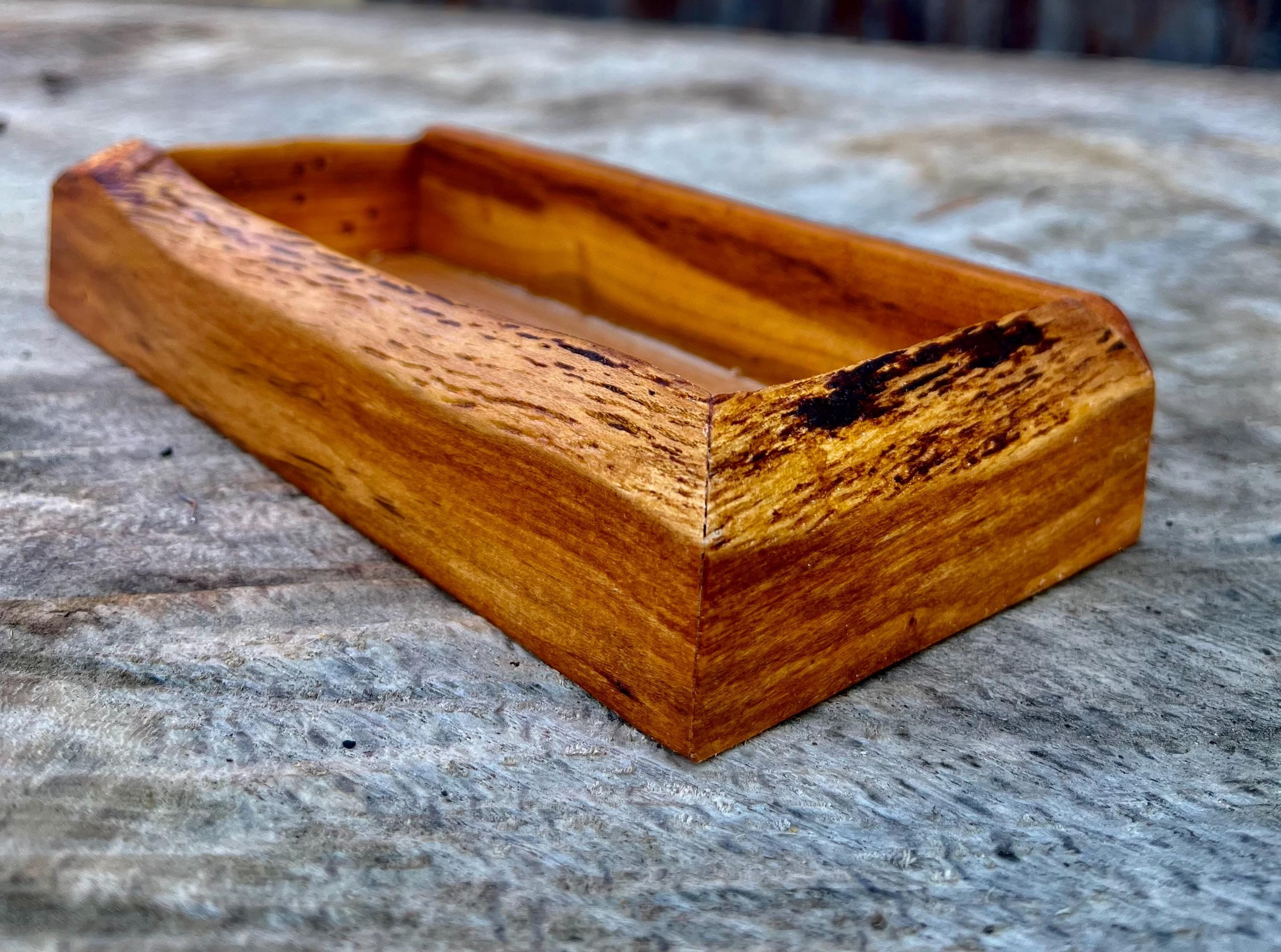 Live-Edge Yellow Plum Wood Jewelry Tray: Handmade Tung Oil Finish