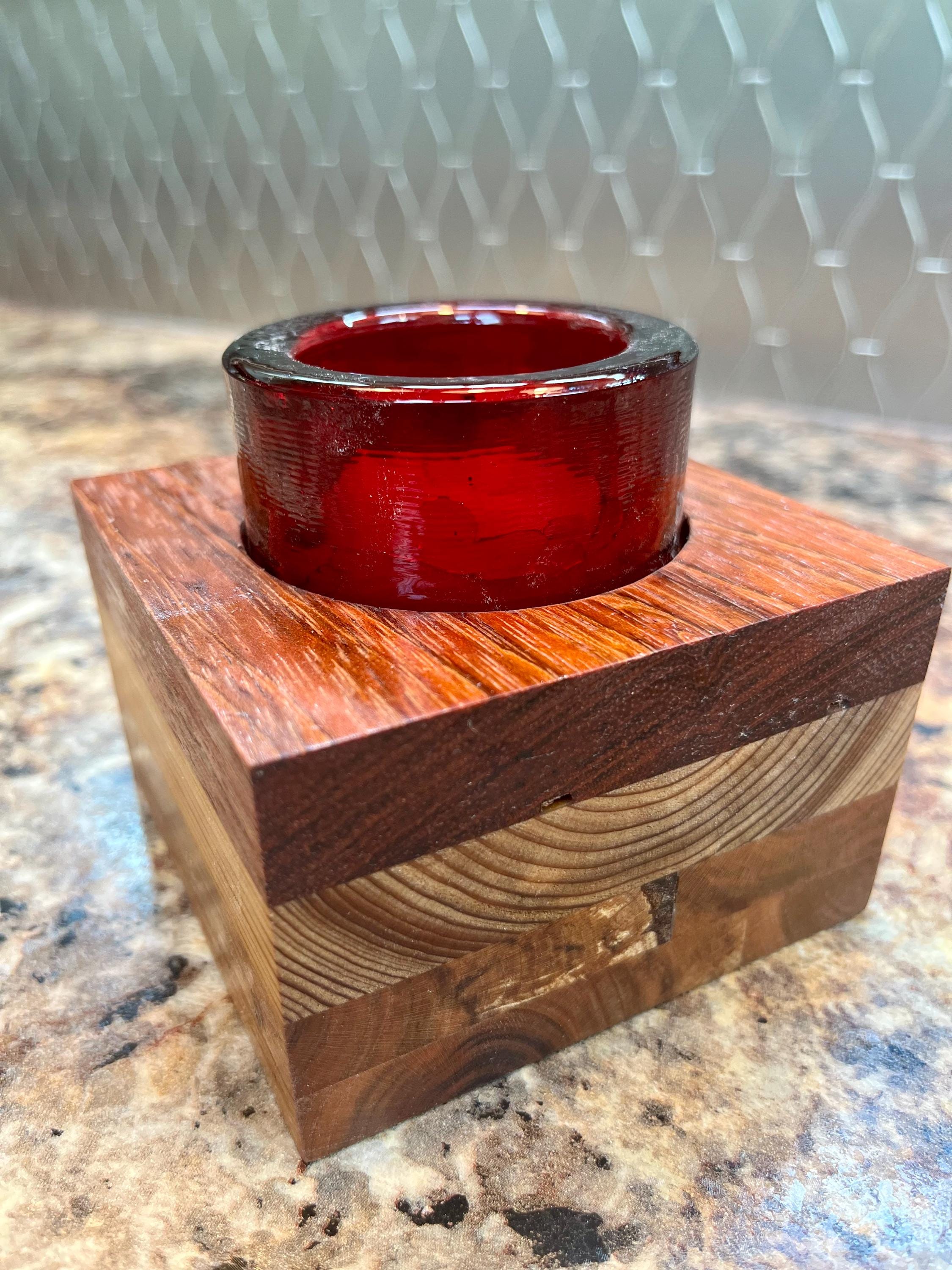 Oak, Maple and Teak Wood Plant or Candle Holder