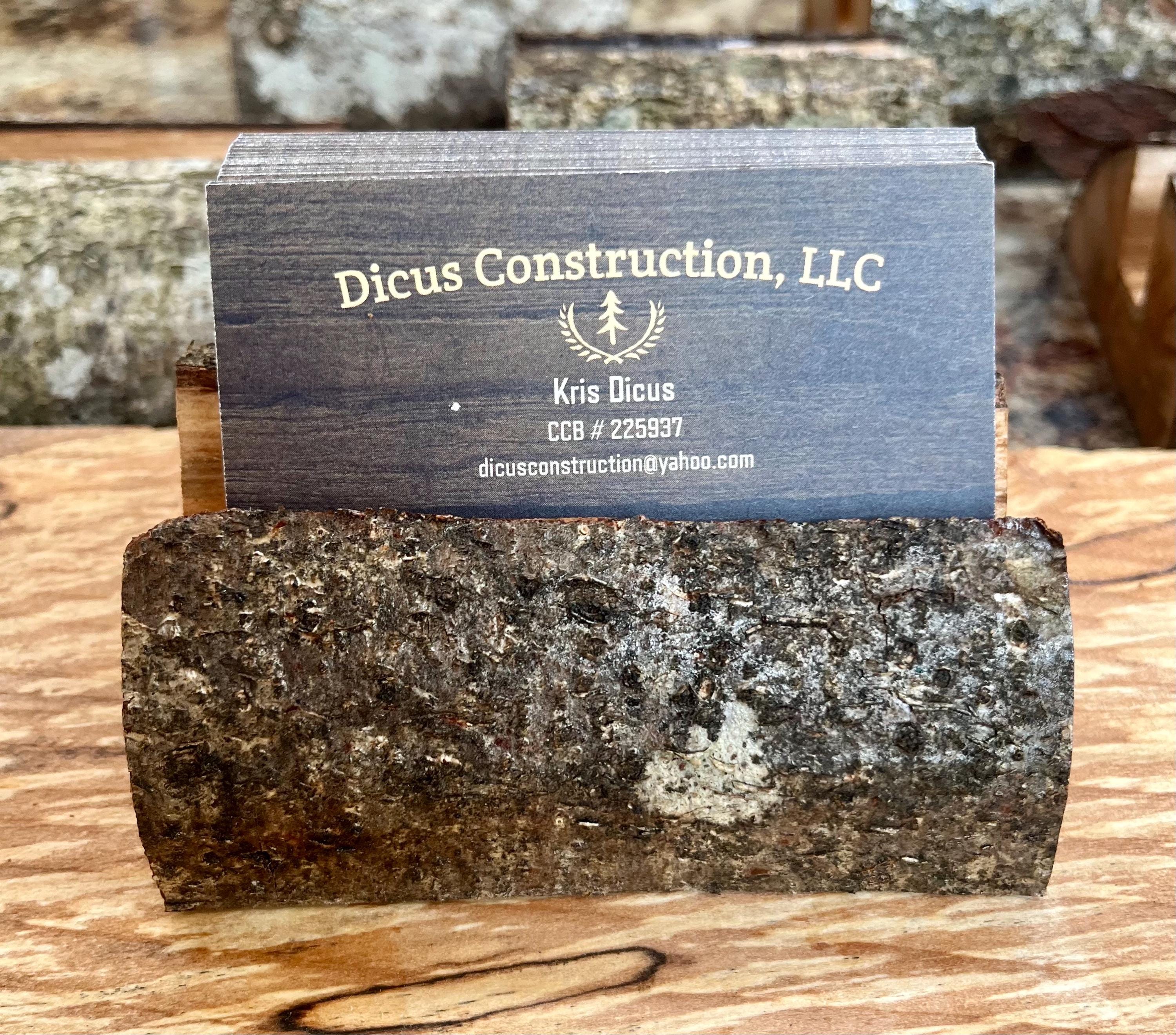 Handmade Plum Wood Business Card Holder: Rustic Desk Decor