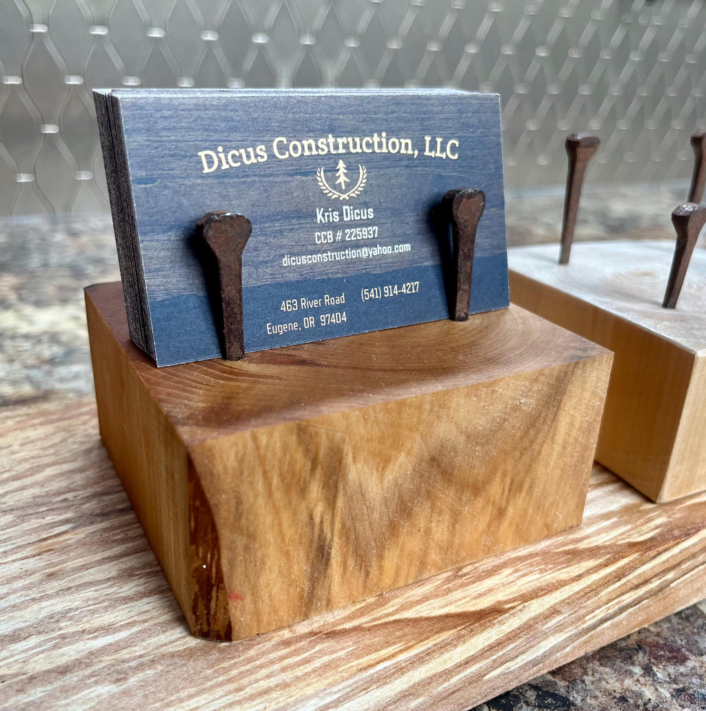 Handmade Gingko Wood Business Card Holder: Rustic Desk Decor