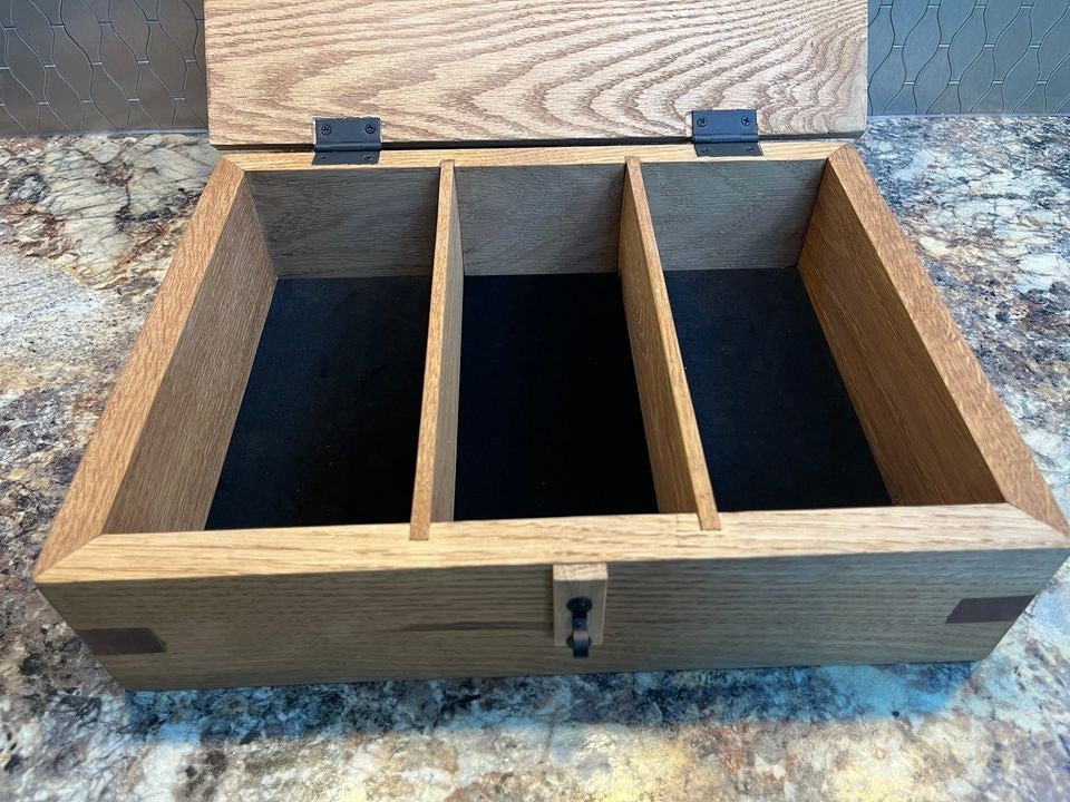 Solid Oak Locking Storage Box: Ipe Inlays, Felt Lined