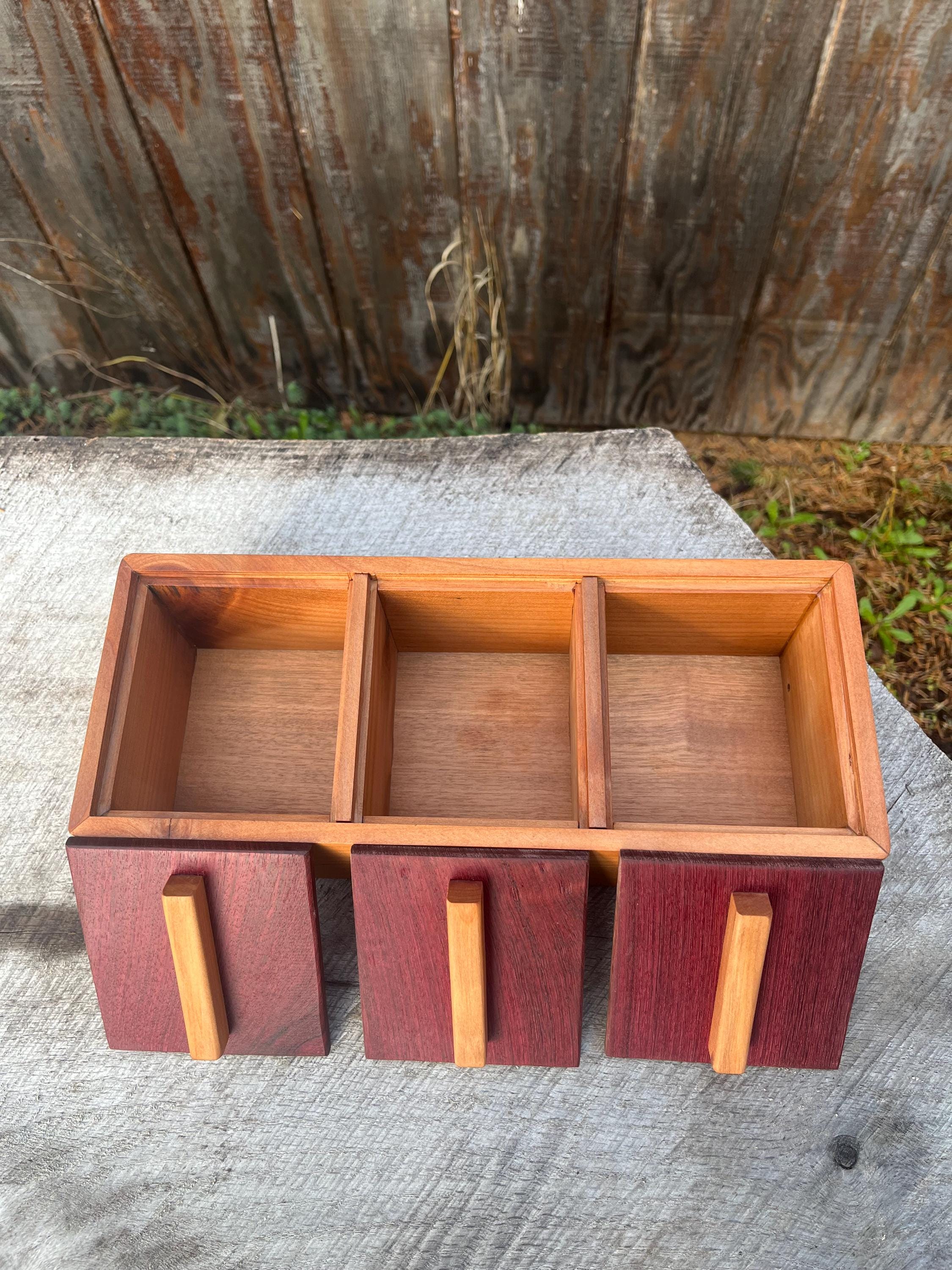 Reclaimed Cherry & Purpleheart Box | Handmade Jewelry Storage, Desk Organizer