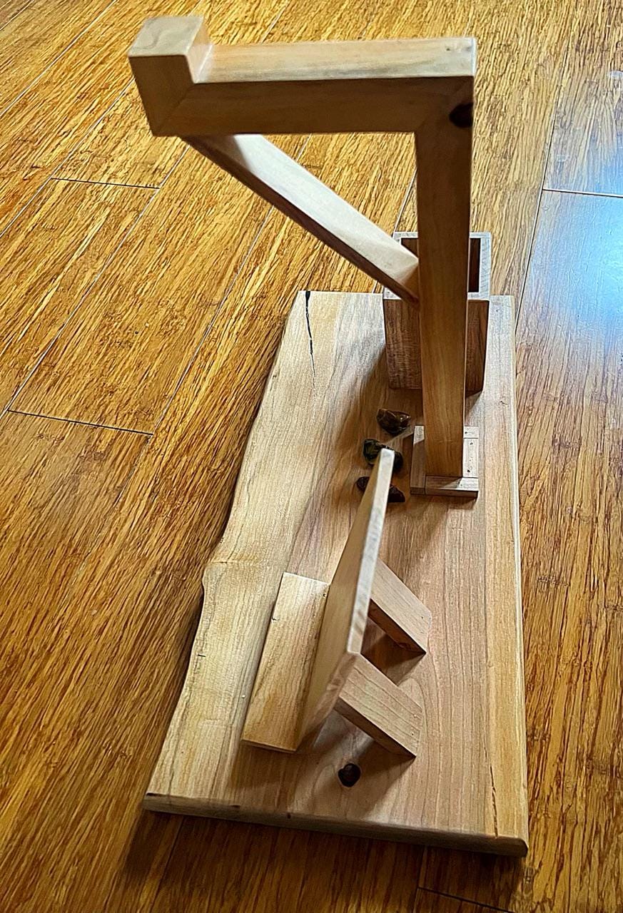 Handcrafted Plum Wood Headphone Stand with Phone & Pen Holder