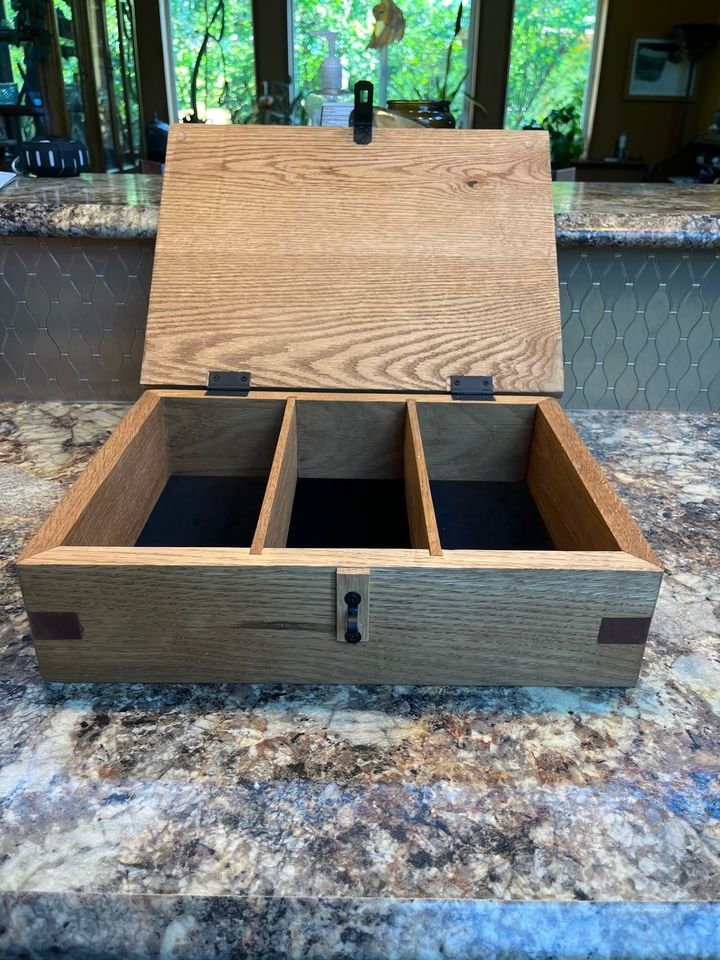 Solid Oak Locking Storage Box: Ipe Inlays, Felt Lined
