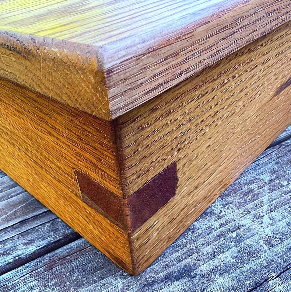 Solid Oak Locking Storage Box: Ipe Inlays, Felt Lined