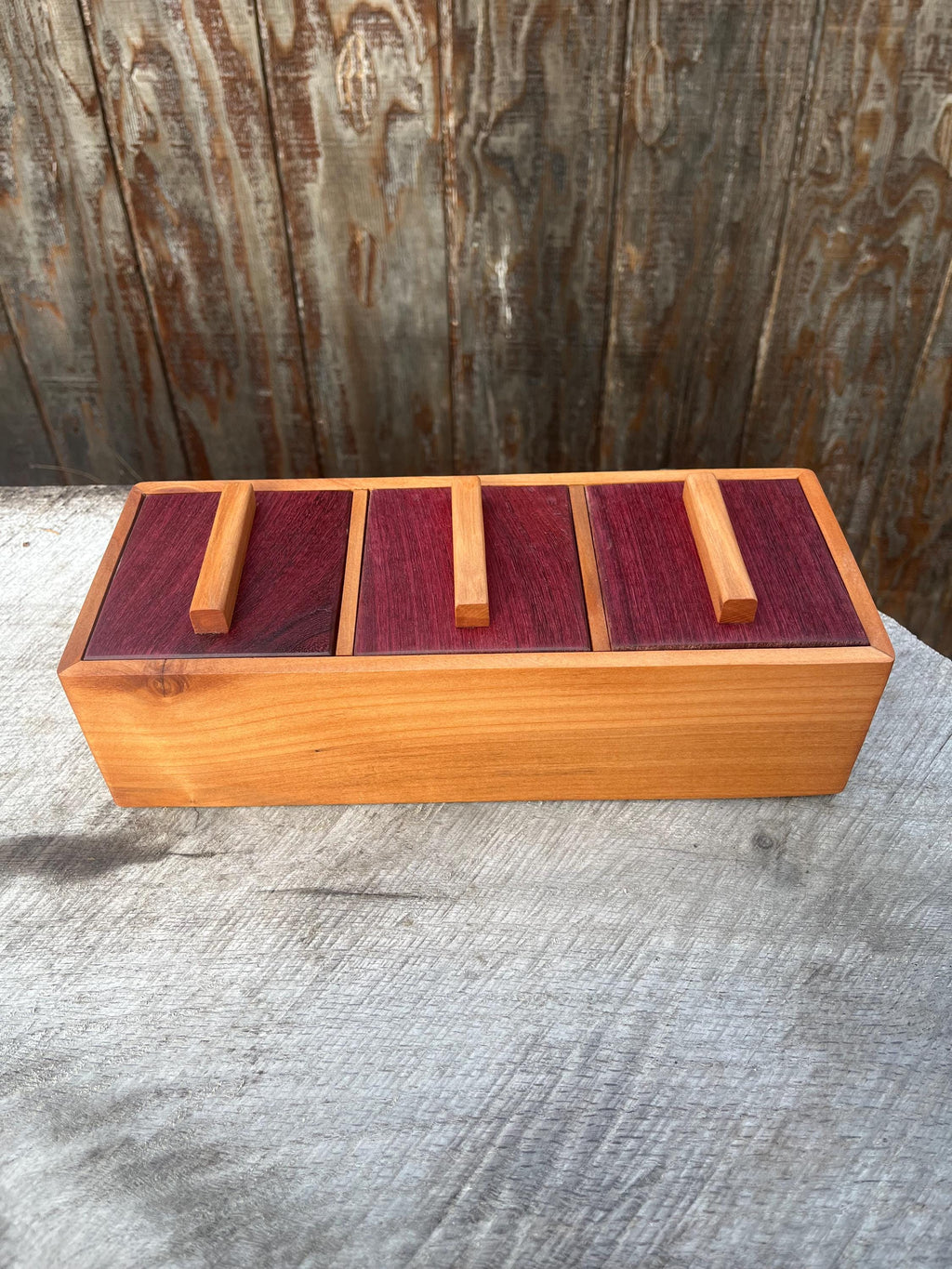 Reclaimed Cherry & Purpleheart Box | Handmade Jewelry Storage, Desk Organizer