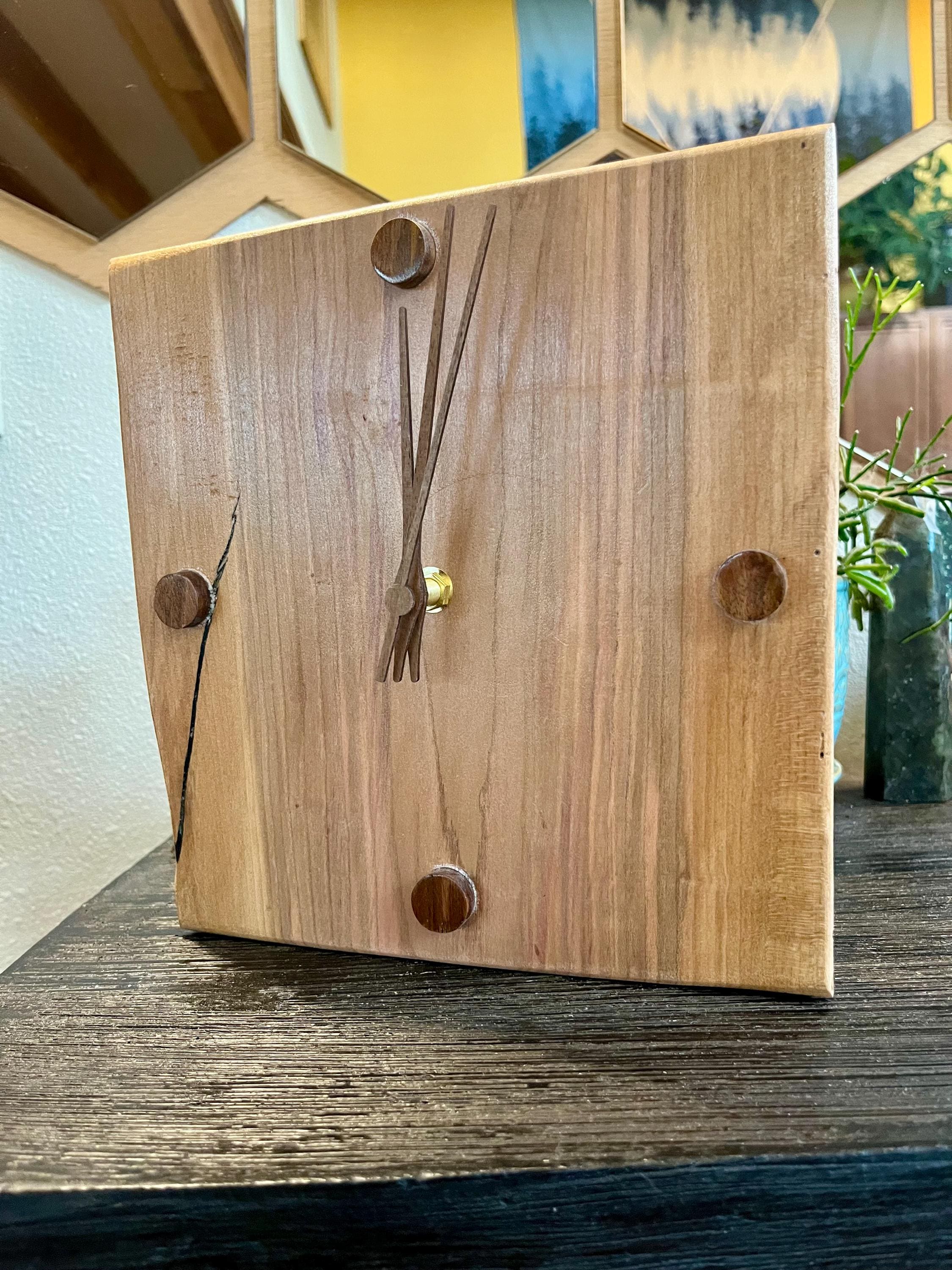 Plum wood clock with Walnut dials and hour markers