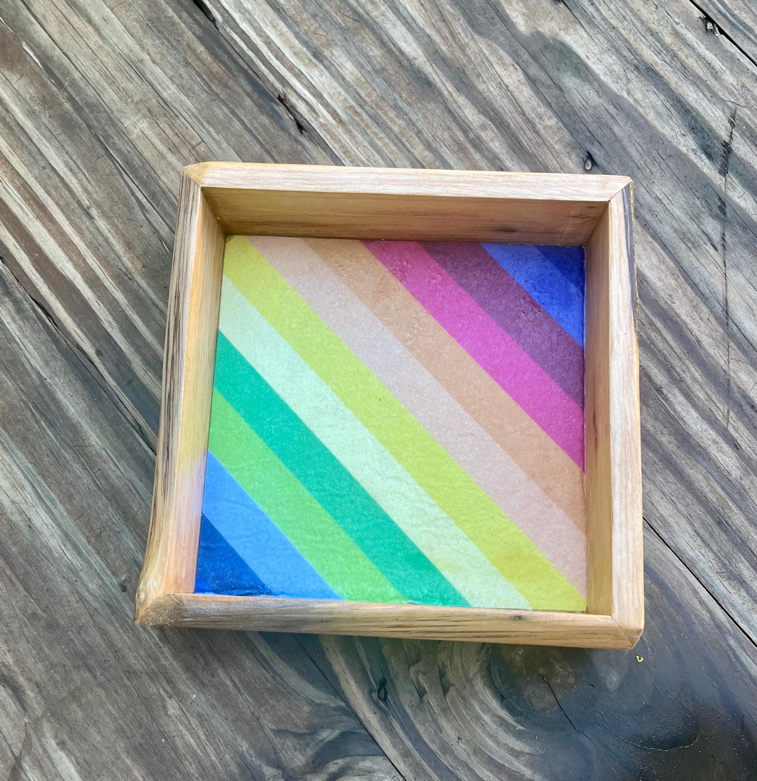 Live Edge Purple Plum Keepsake Box | Rainbow Felt Lined