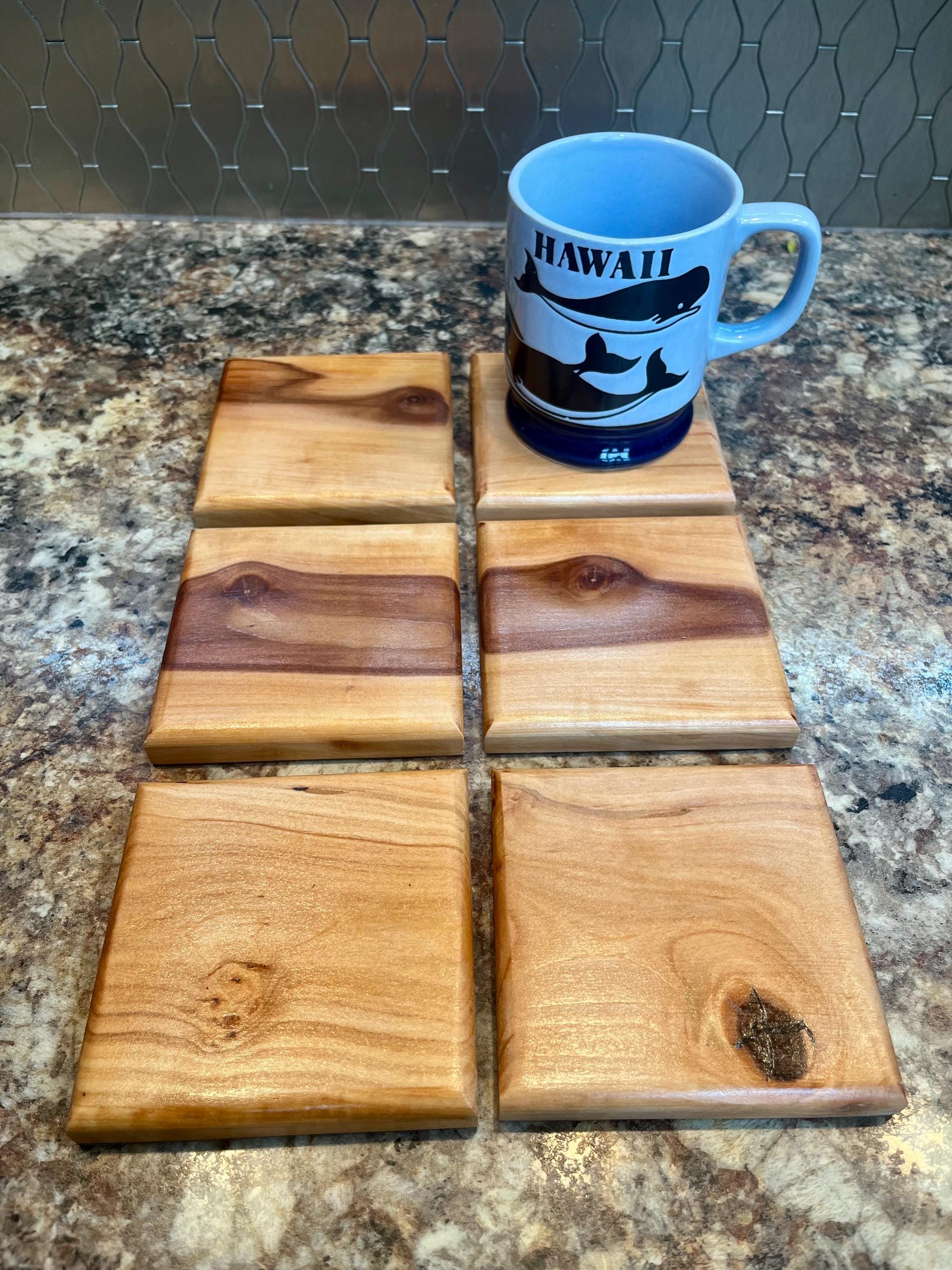 Apple Wood Coasters: Oregon Grown, Felt Backed, Set of 6