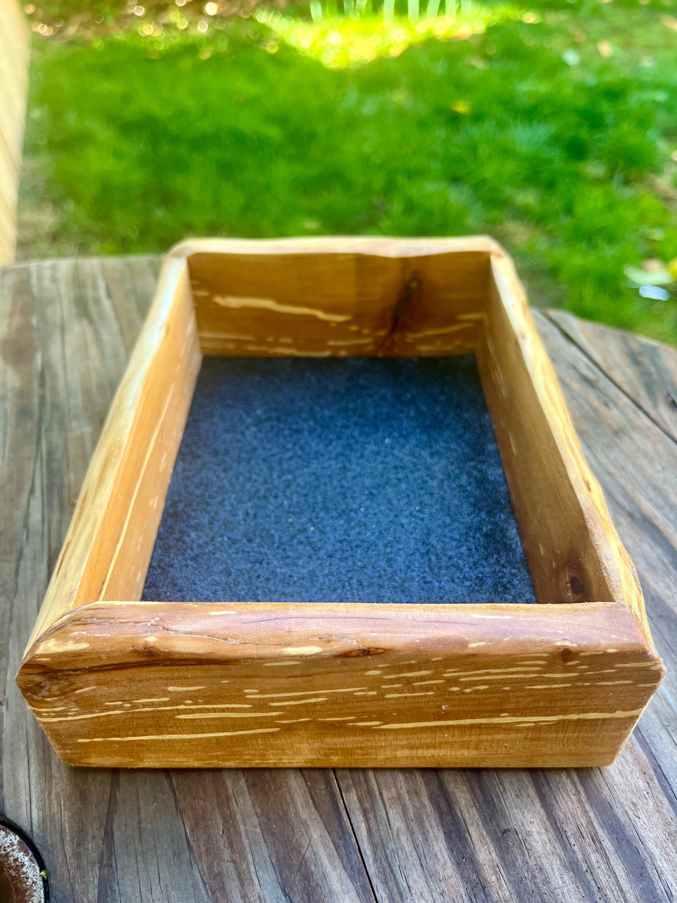 Handmade Apple Wood Jewelry Tray | Live-Edge, Sparkle Lining