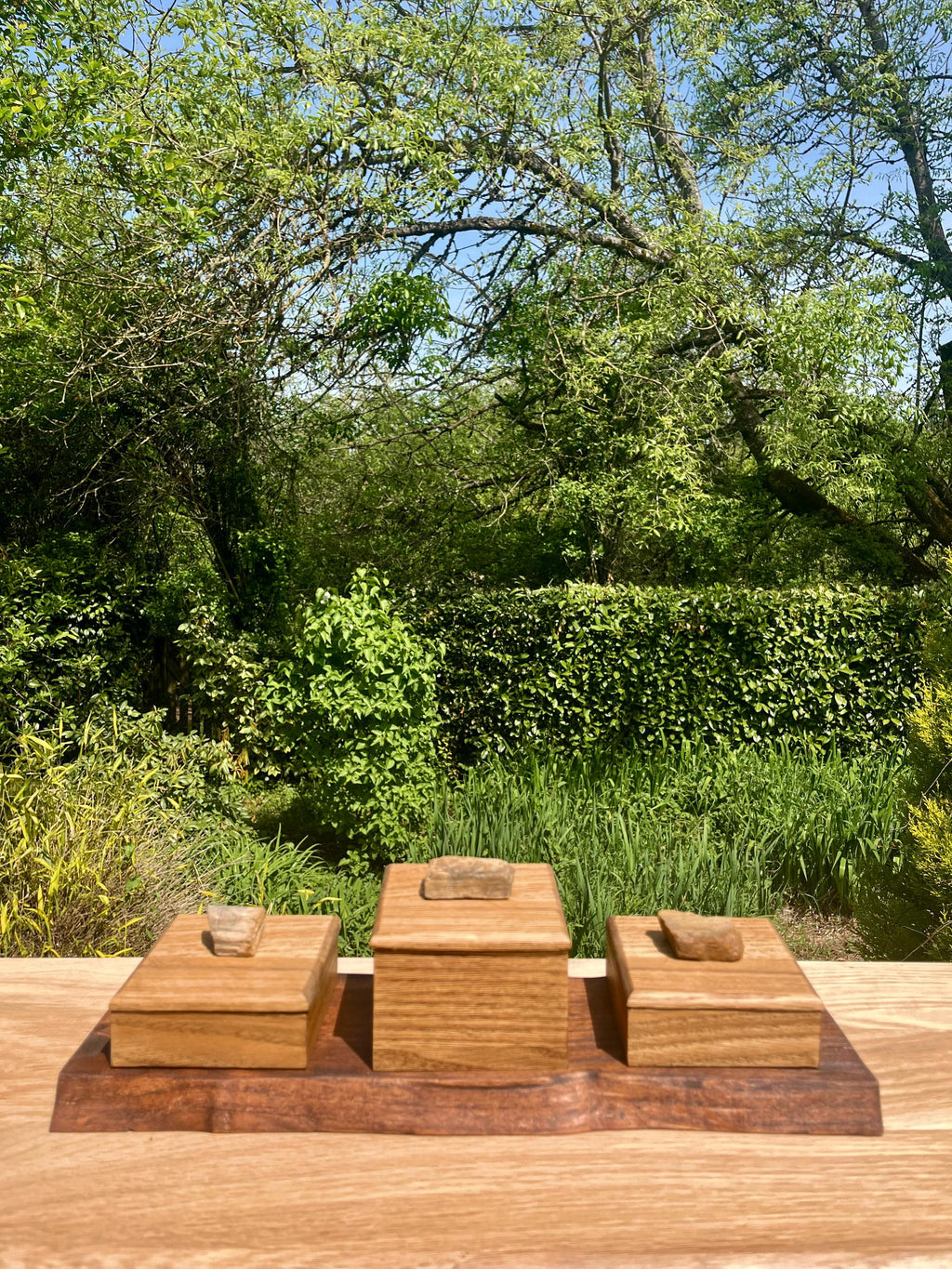 Oak 3-Box Set: Petrified Wood Pulls, Live-Edge Alder Tray