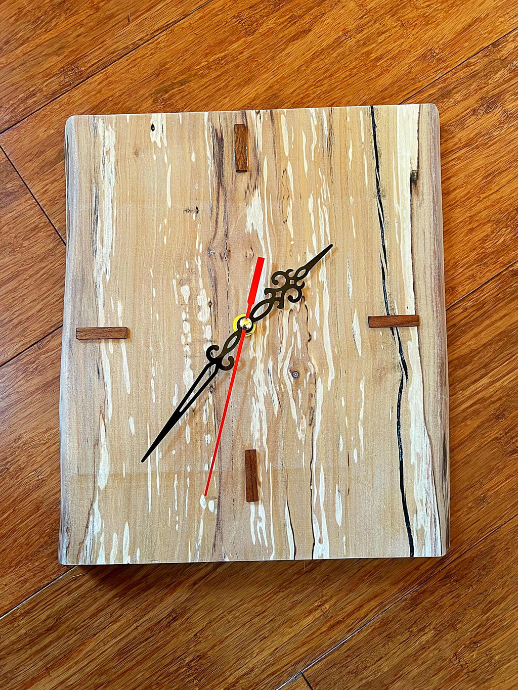 Live-Edge Apple Wood Clock: Handmade Rustic Wall or Desk Decor
