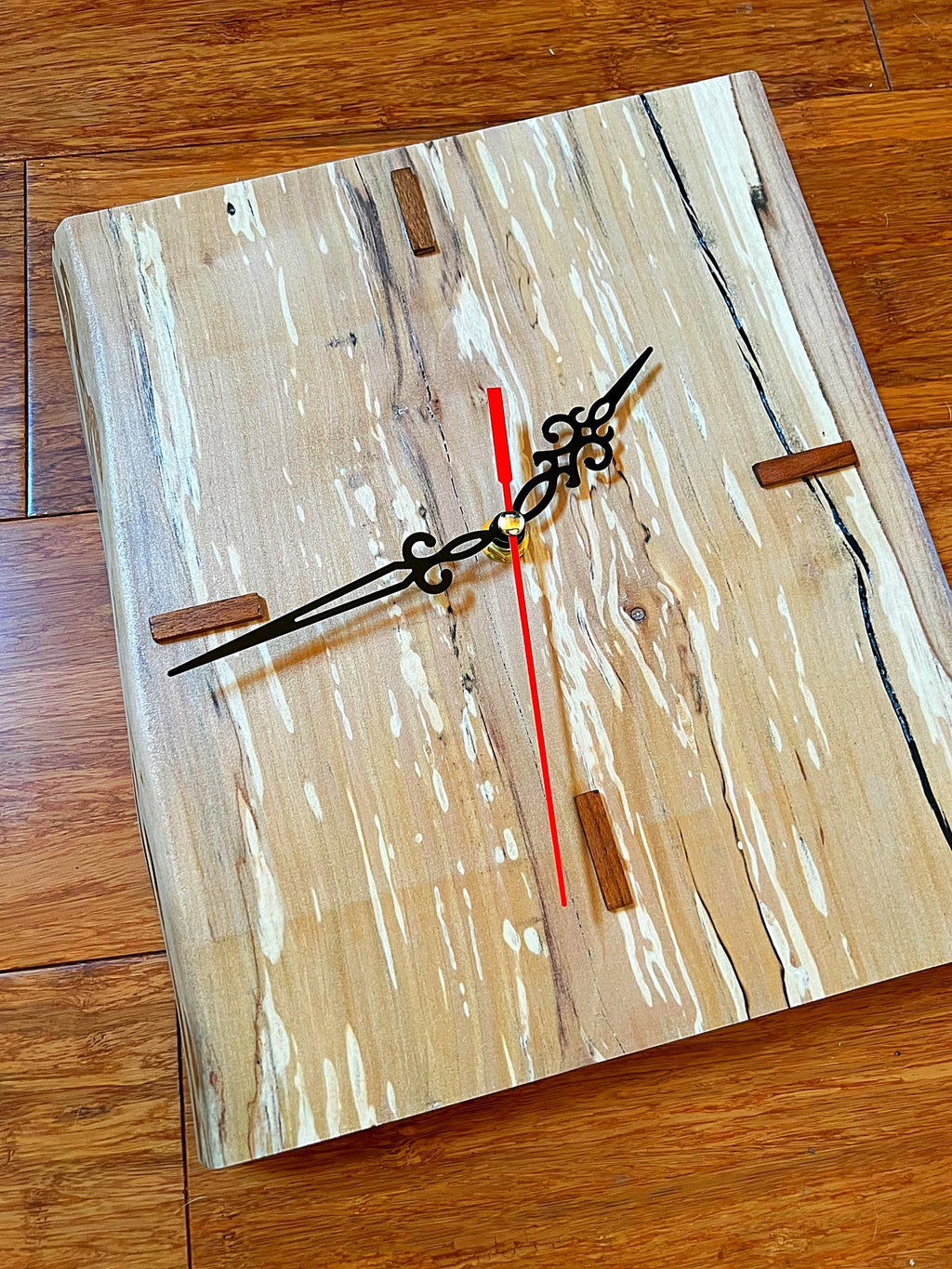 Live-Edge Apple Wood Clock: Handmade Rustic Wall or Desk Decor