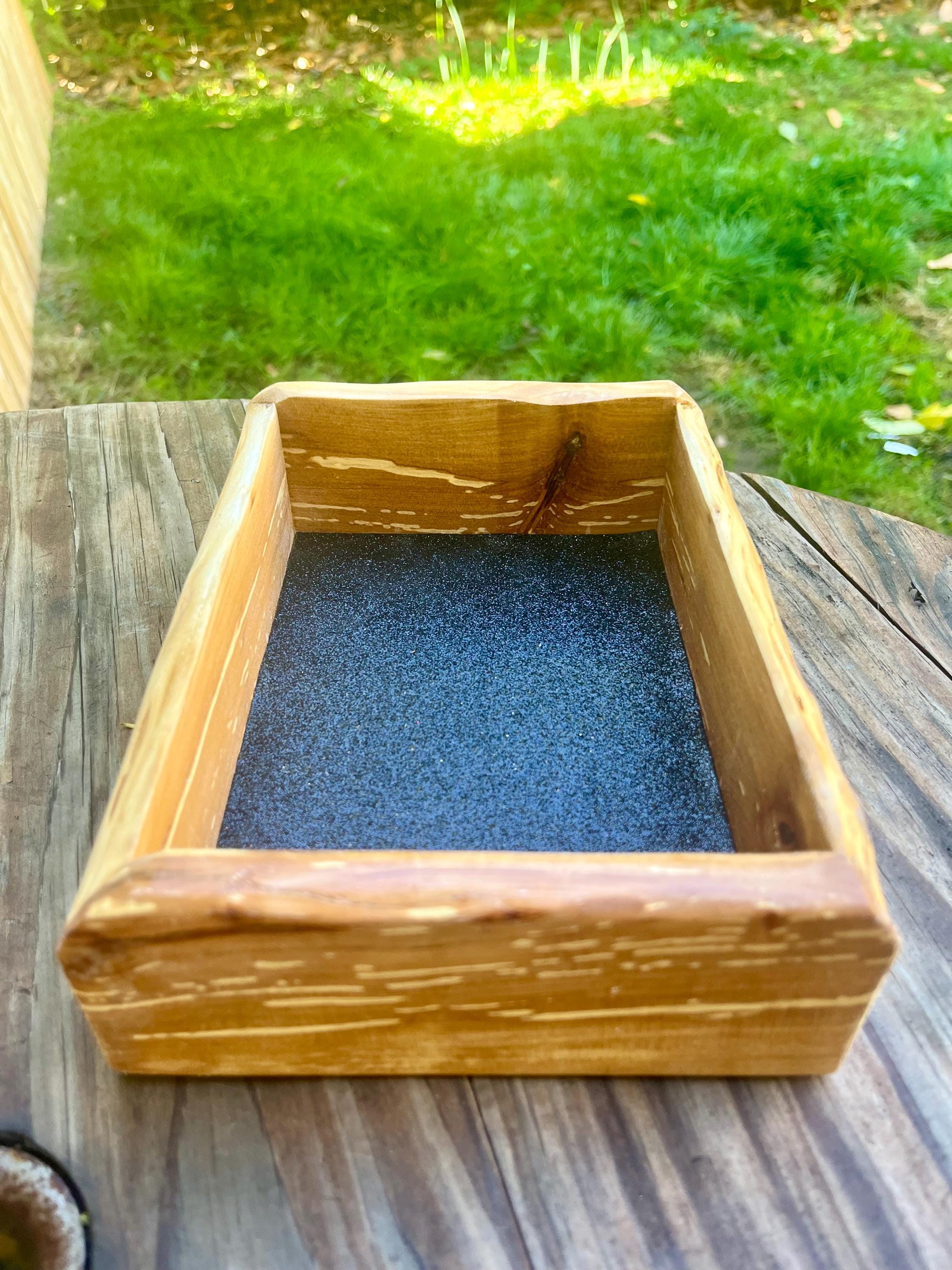 Handmade Apple Wood Jewelry Tray | Live-Edge, Sparkle Lining