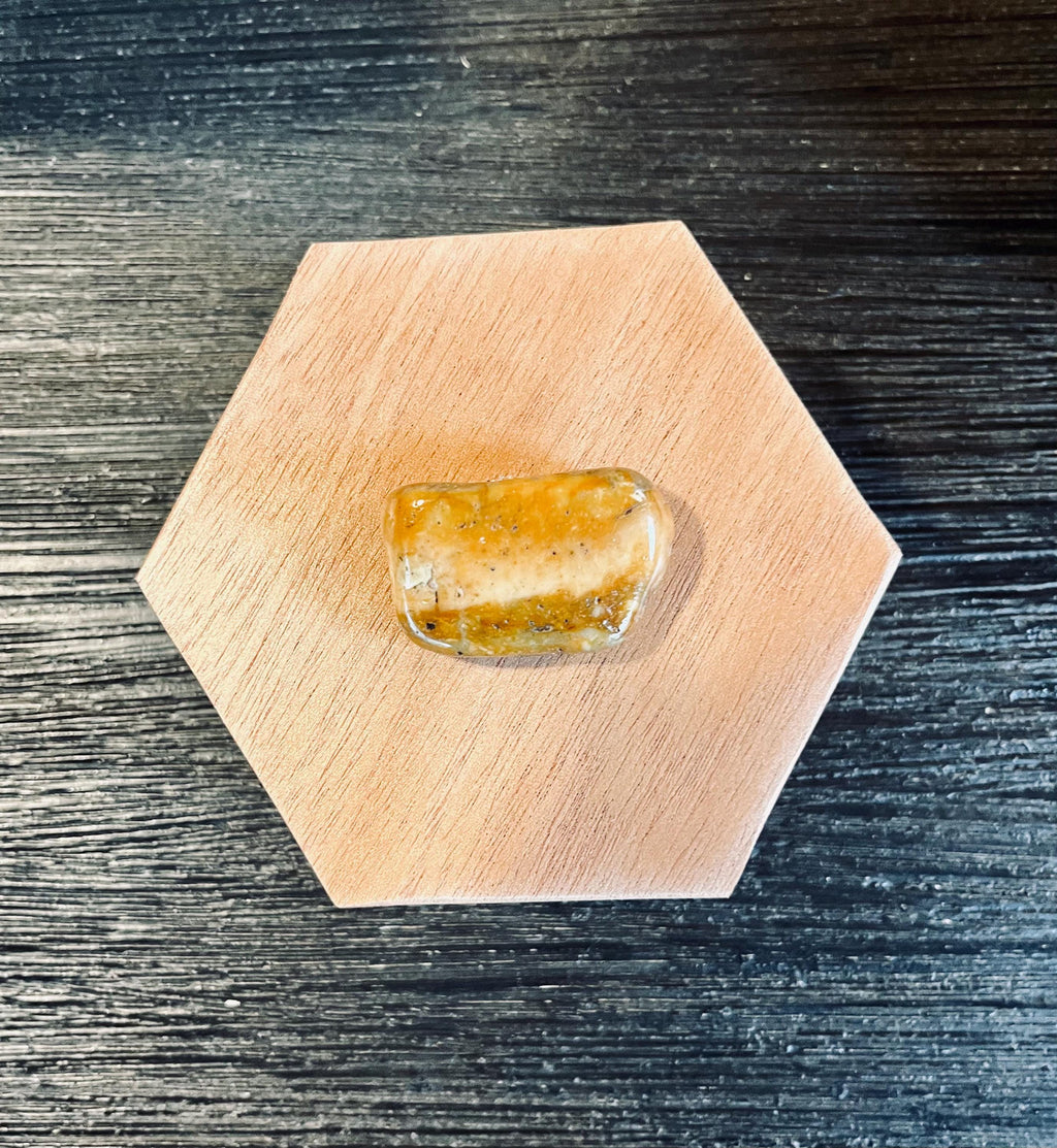Handmade Mahogany Hexagon Jewelry Box with Agate Stone Lid
