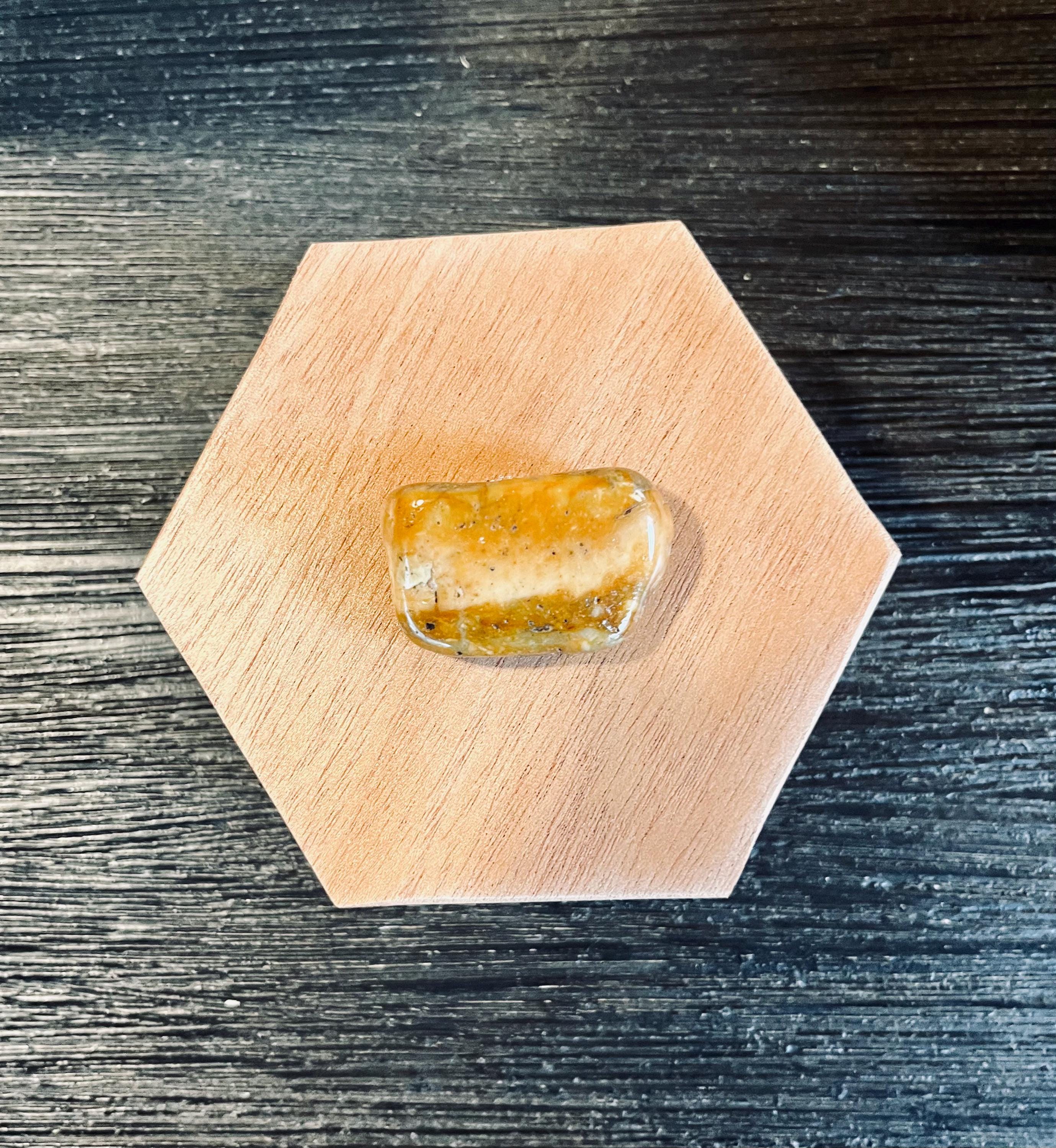 Handmade African Mahogany Hexagon Jewelry Box with Agate Stone Lid