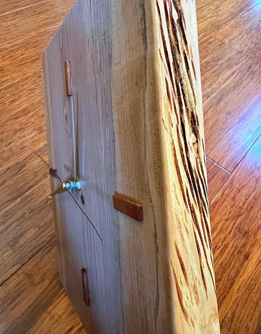 Handmade Live-Edge Plum Wood Clock: Rustic Zebrawood Accent Wall Decor