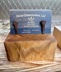 Handmade Gingko Wood Business Card Holder: Rustic Desk Decor