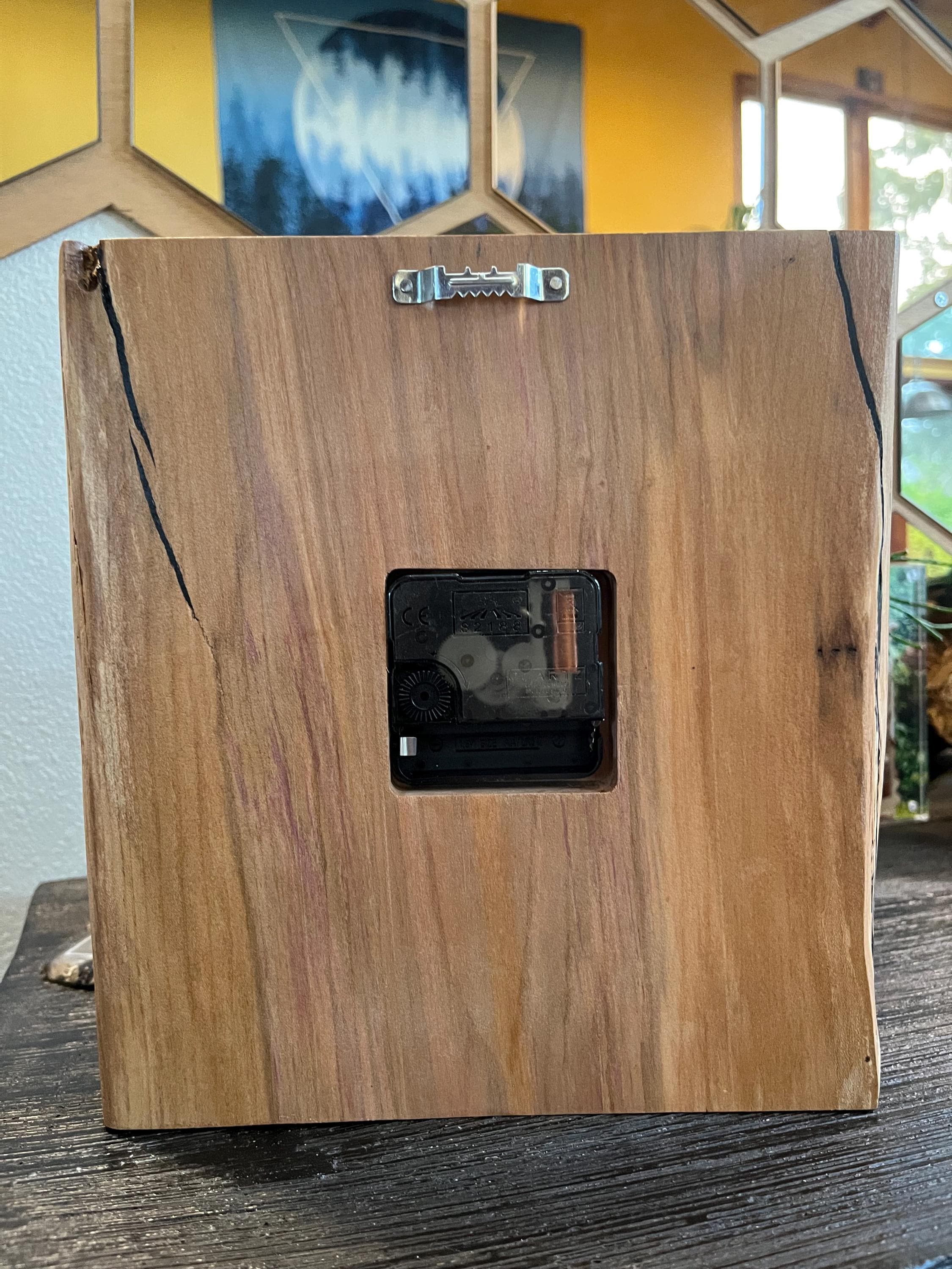 Plum wood clock with Walnut dials and hour markers