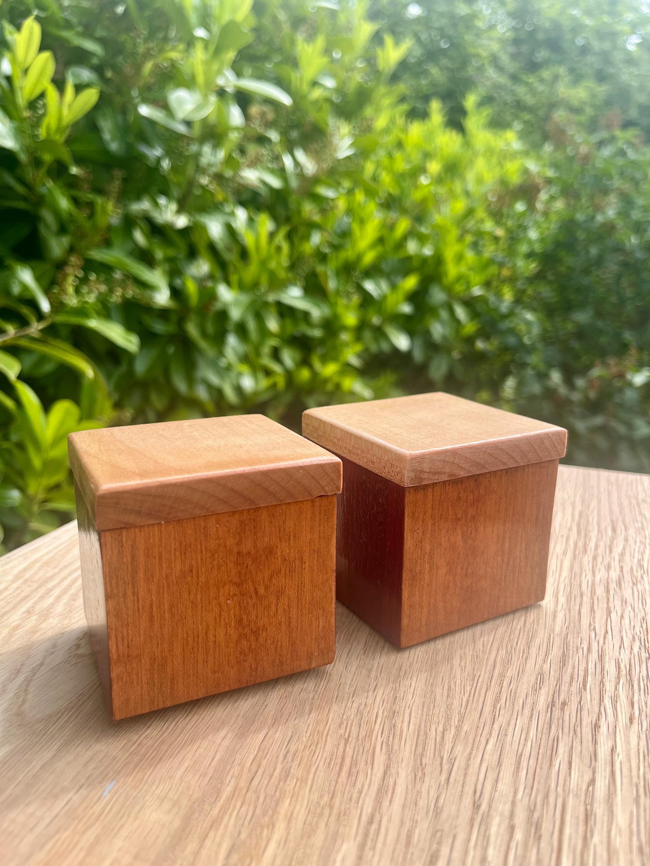 Handmade Wood Jewelry Boxes: Mahogany, Purpleheart & Walnut, Maple Lids - Set of 2