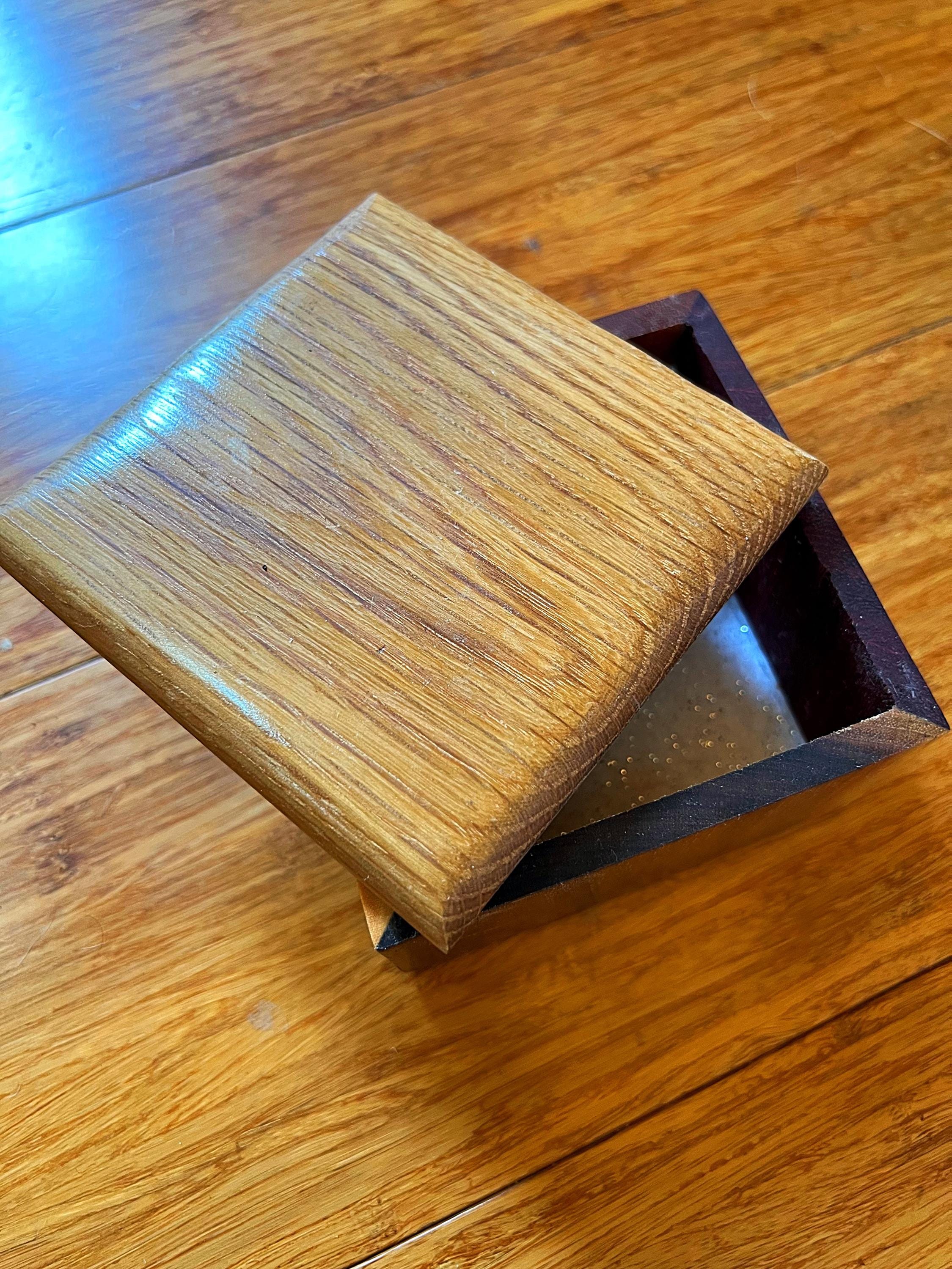 Handcrafted 5-Wood Keepsake Box: White Sparkle Felt Lined, Tung Oil Finish