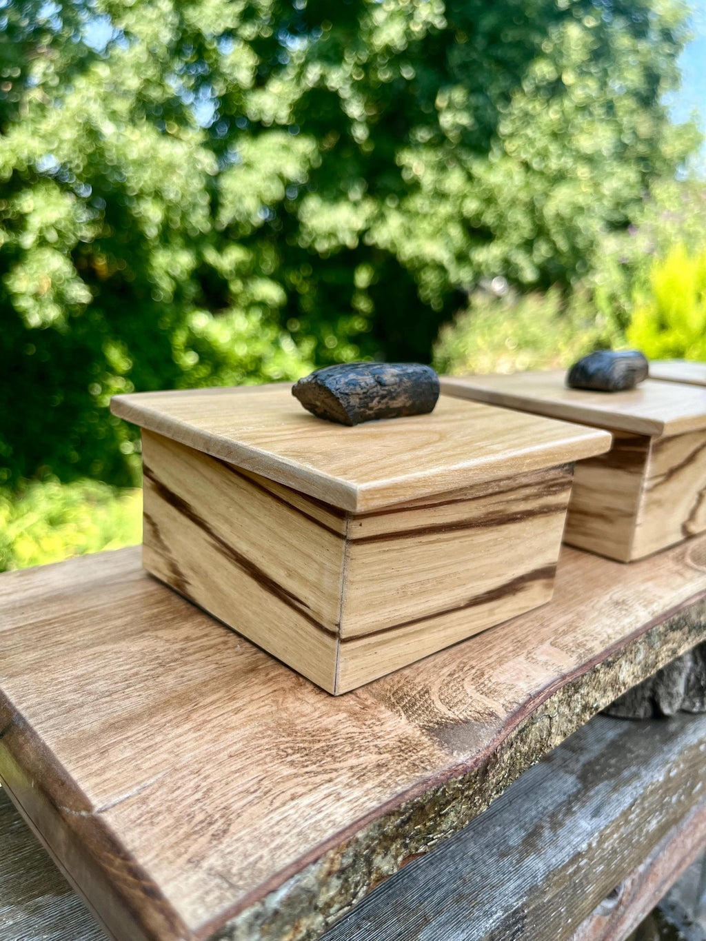 Handmade Zebrawood Box Set: Apple Wood Lids, Oregon Ash Tray