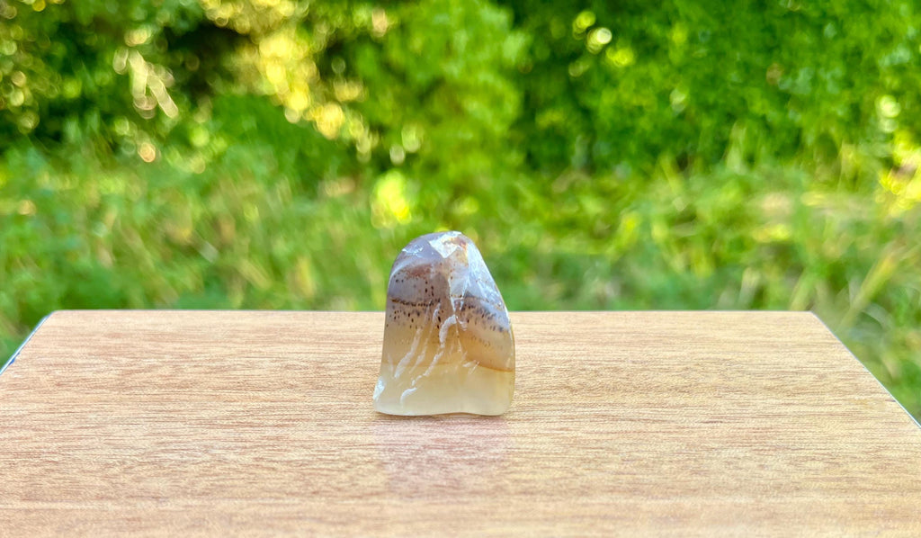 Handmade Maple Jewelry Box: Blue Milk Paint Finish, Smokey Quartz Pull