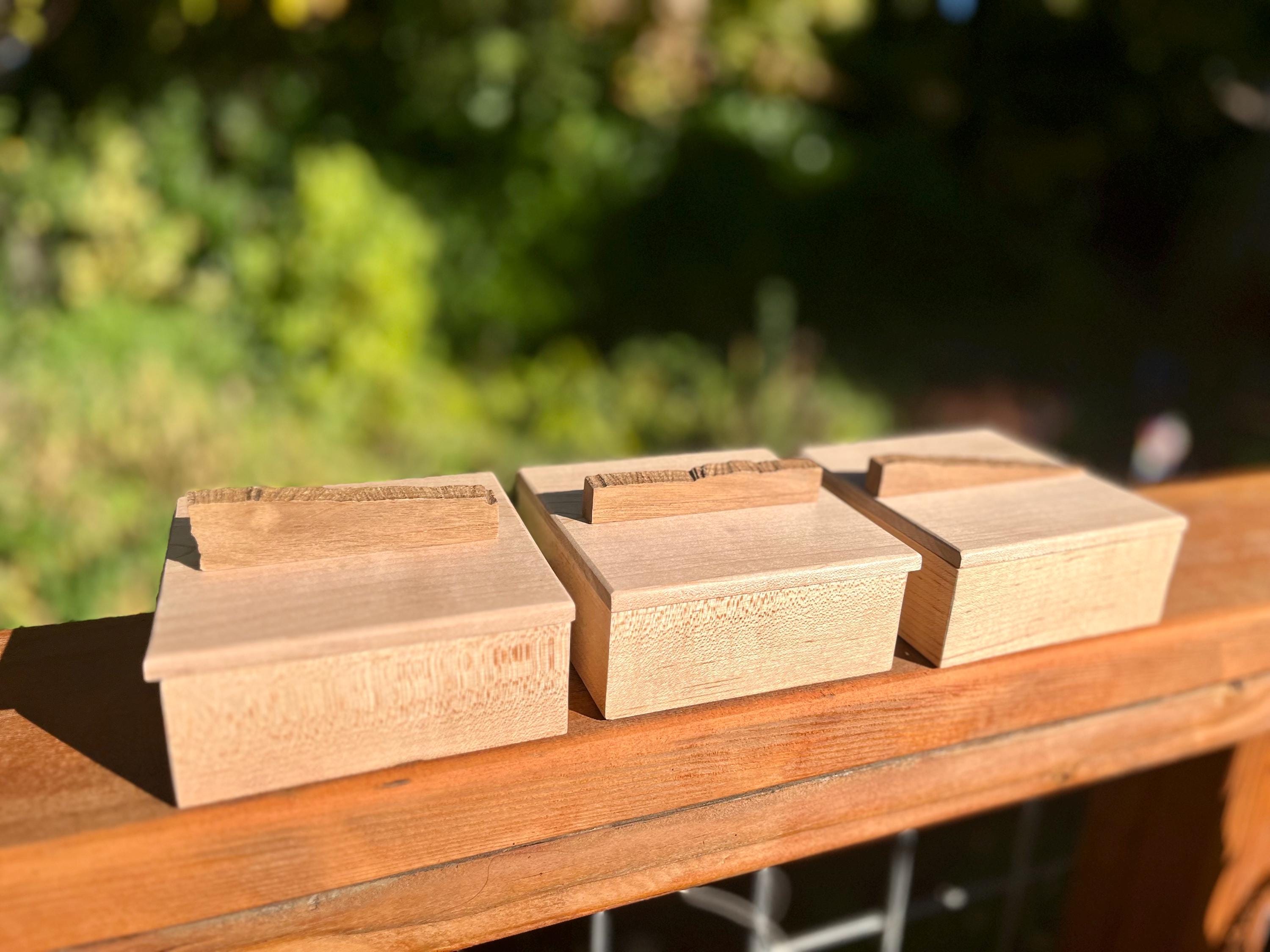 Handmade Maple Storage Boxes Set: Rustic Walnut Pulls, Oregon Wood Decor