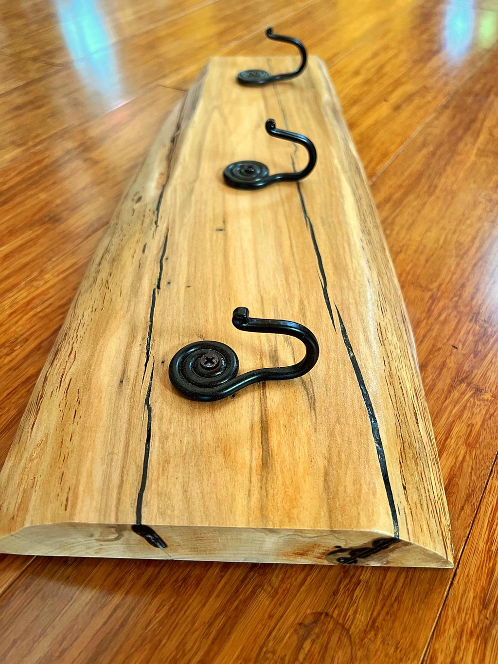 Live-Edge Apple Wood Coat Rack: Handmade 3-Hook Wall Organizer