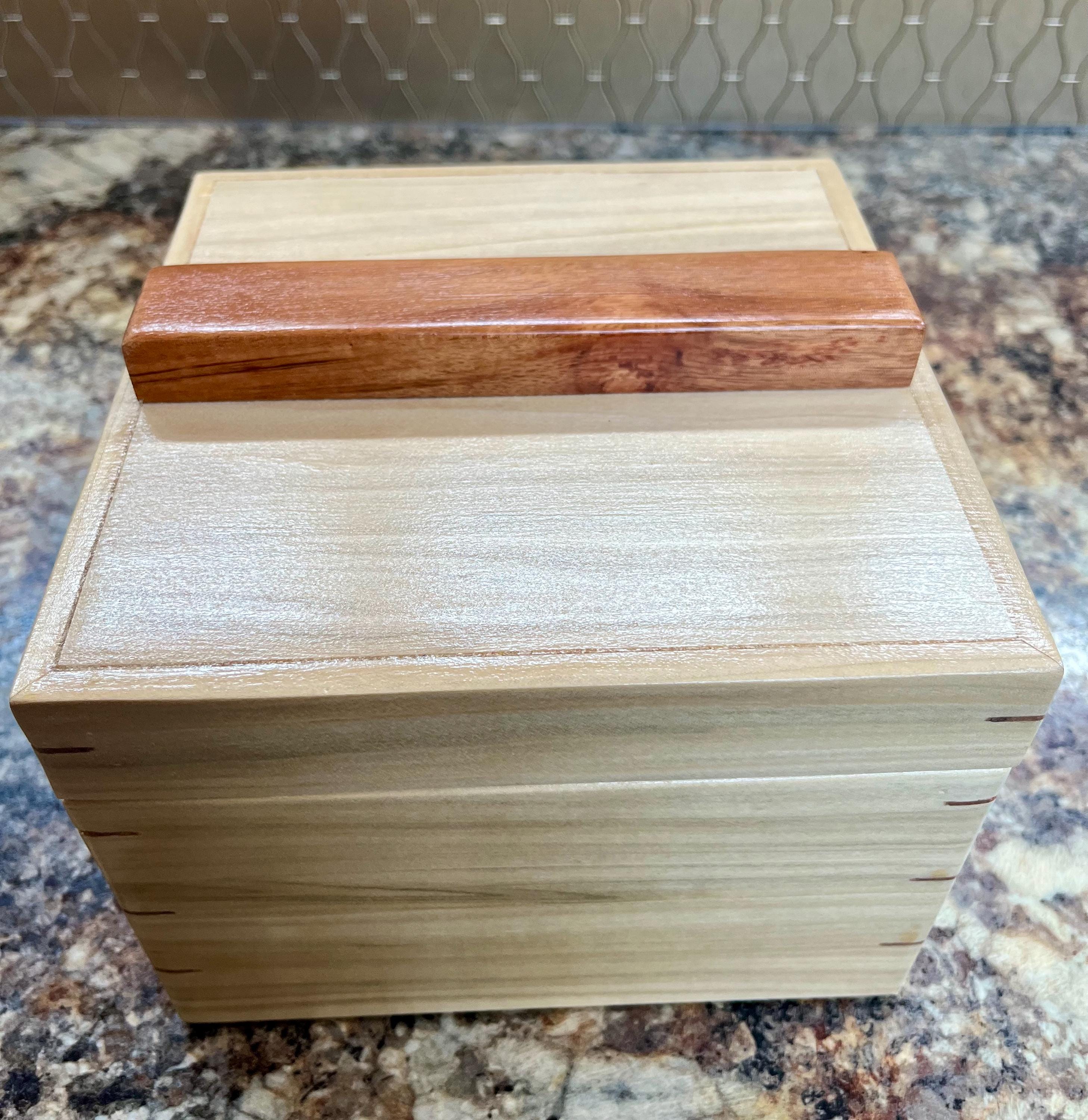 Rustic Poplar Storage Box: Salvaged Wood Keepsake Box with Mahogany Accents
