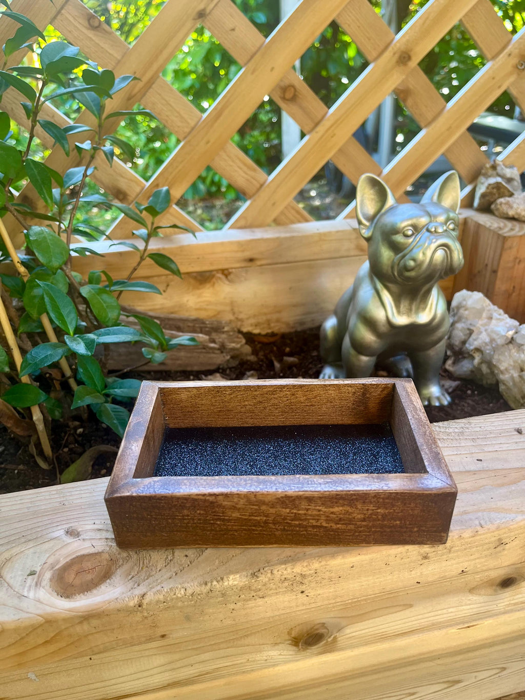 Live-Edge Plum Wood Jewelry Tray | Tung Oil Finish, Sparkly Lining