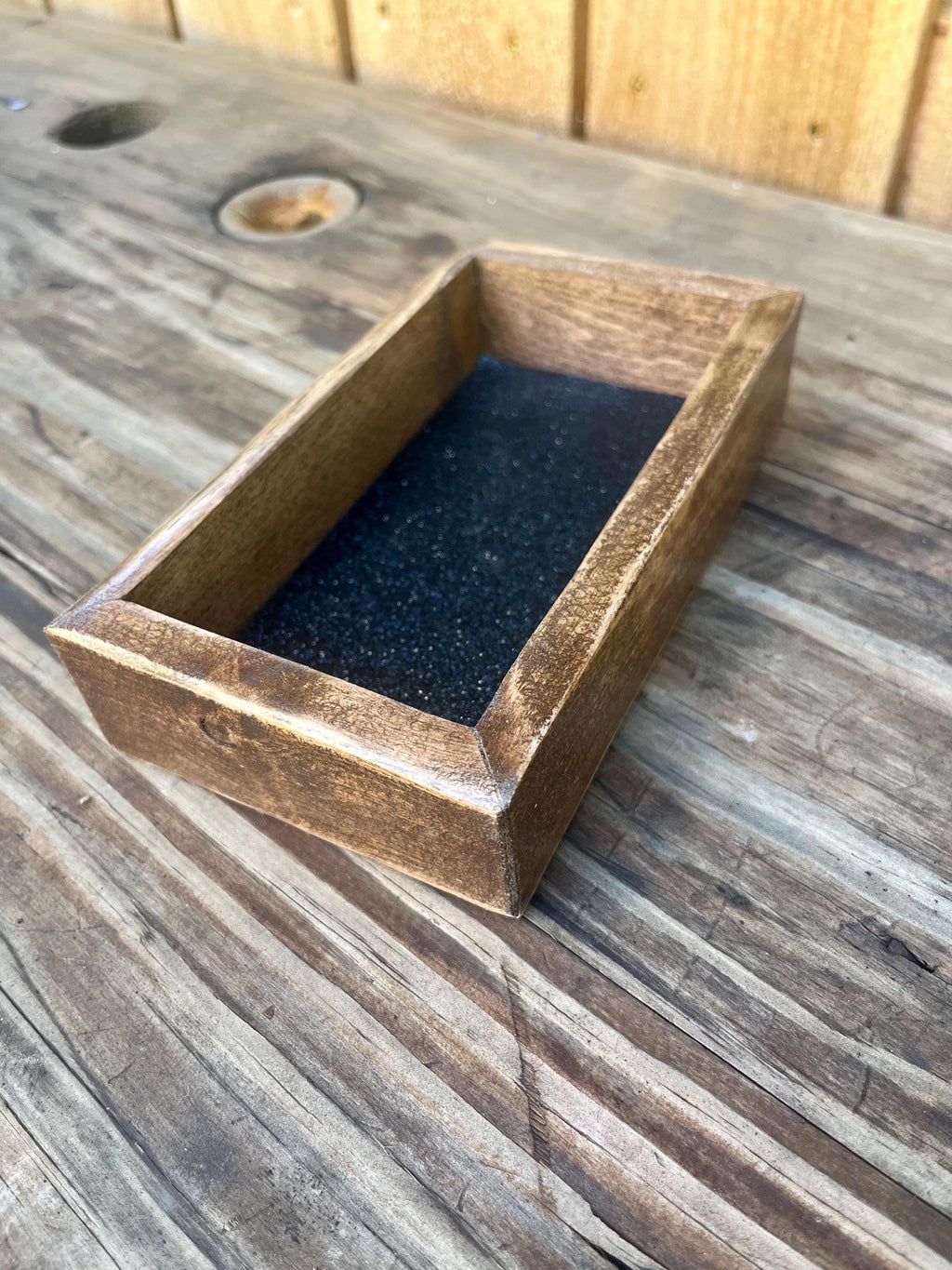 Live-Edge Plum Wood Jewelry Tray | Tung Oil Finish, Sparkly Lining