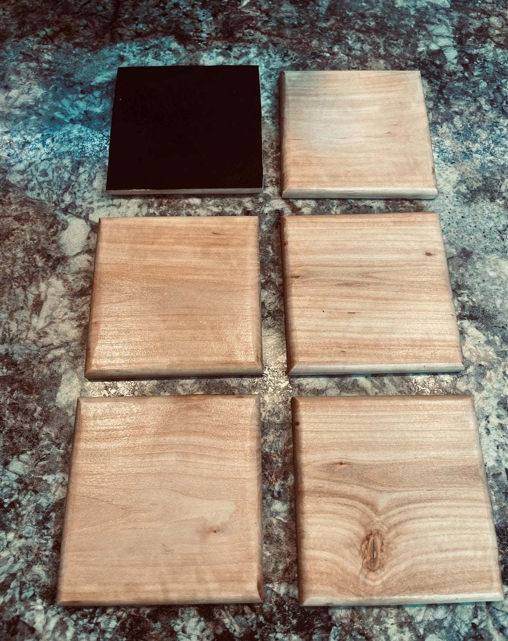 Apple Wood Coasters (Set of 6): Oregon Grown, Felt Backed