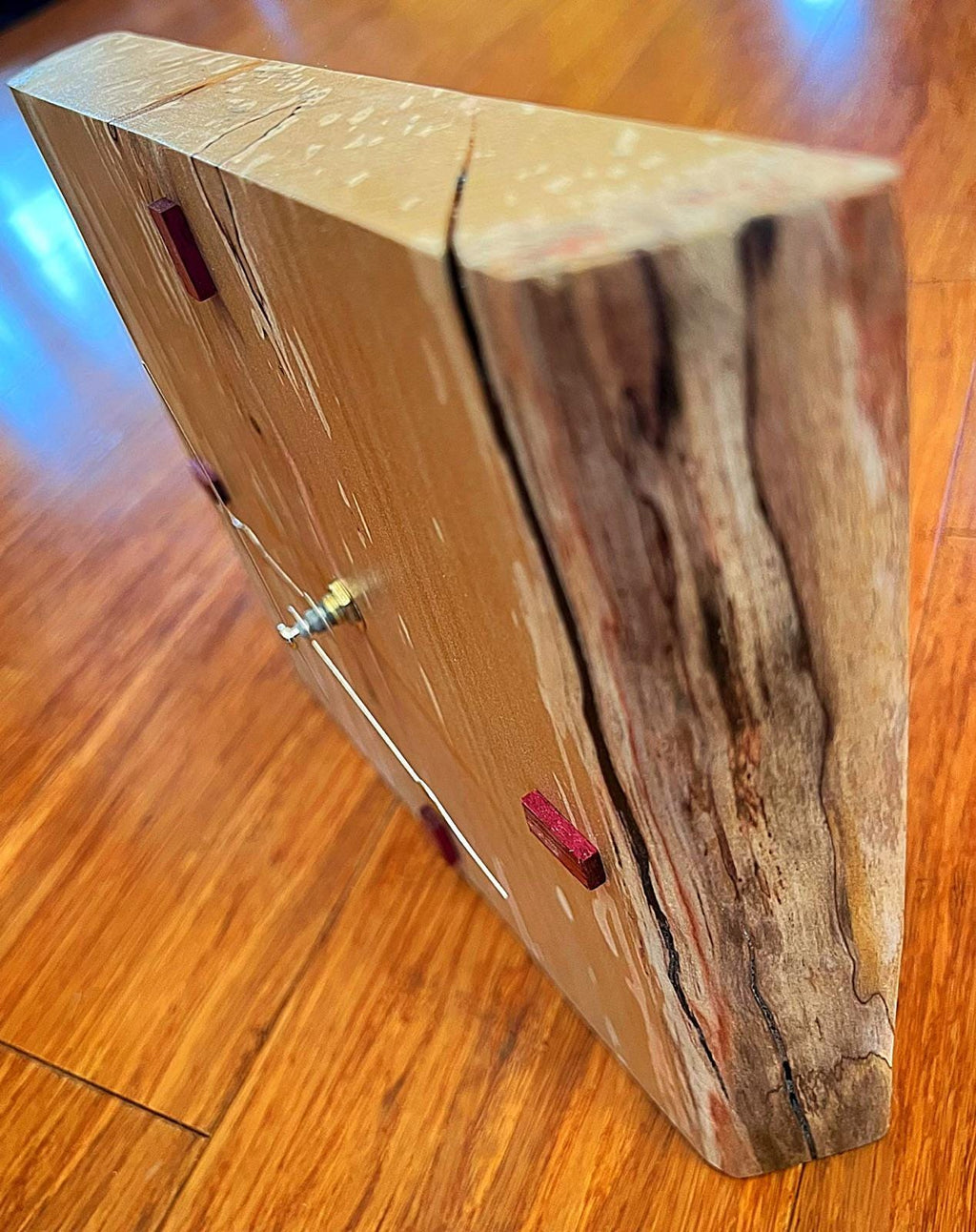 Handmade Live-Edge Apple Wood Clock: Rustic Mahogany Accent Wall Art