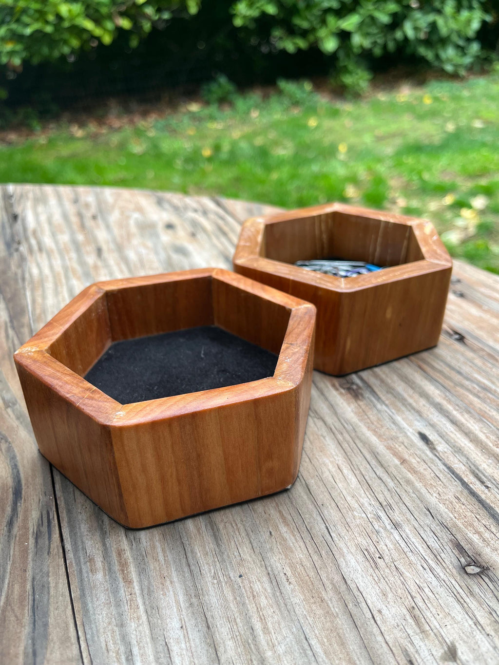 Heirloom Apple Wood Desk Organizer | Handmade Felt-Lined Change or Paper Clip Dish
