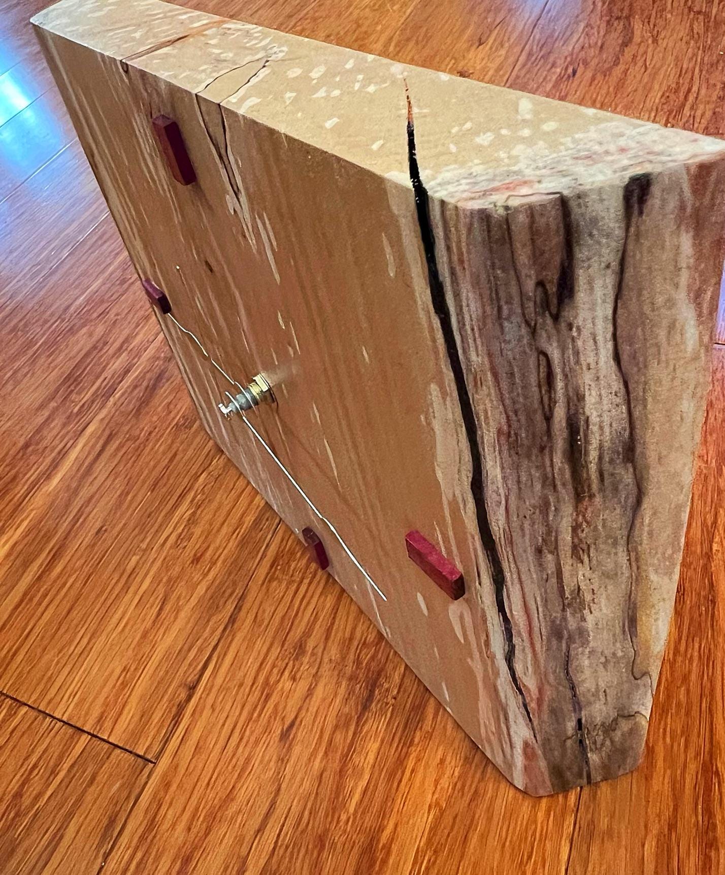 Handmade Live-Edge Apple Wood Clock: Rustic Mahogany Accent Wall Art