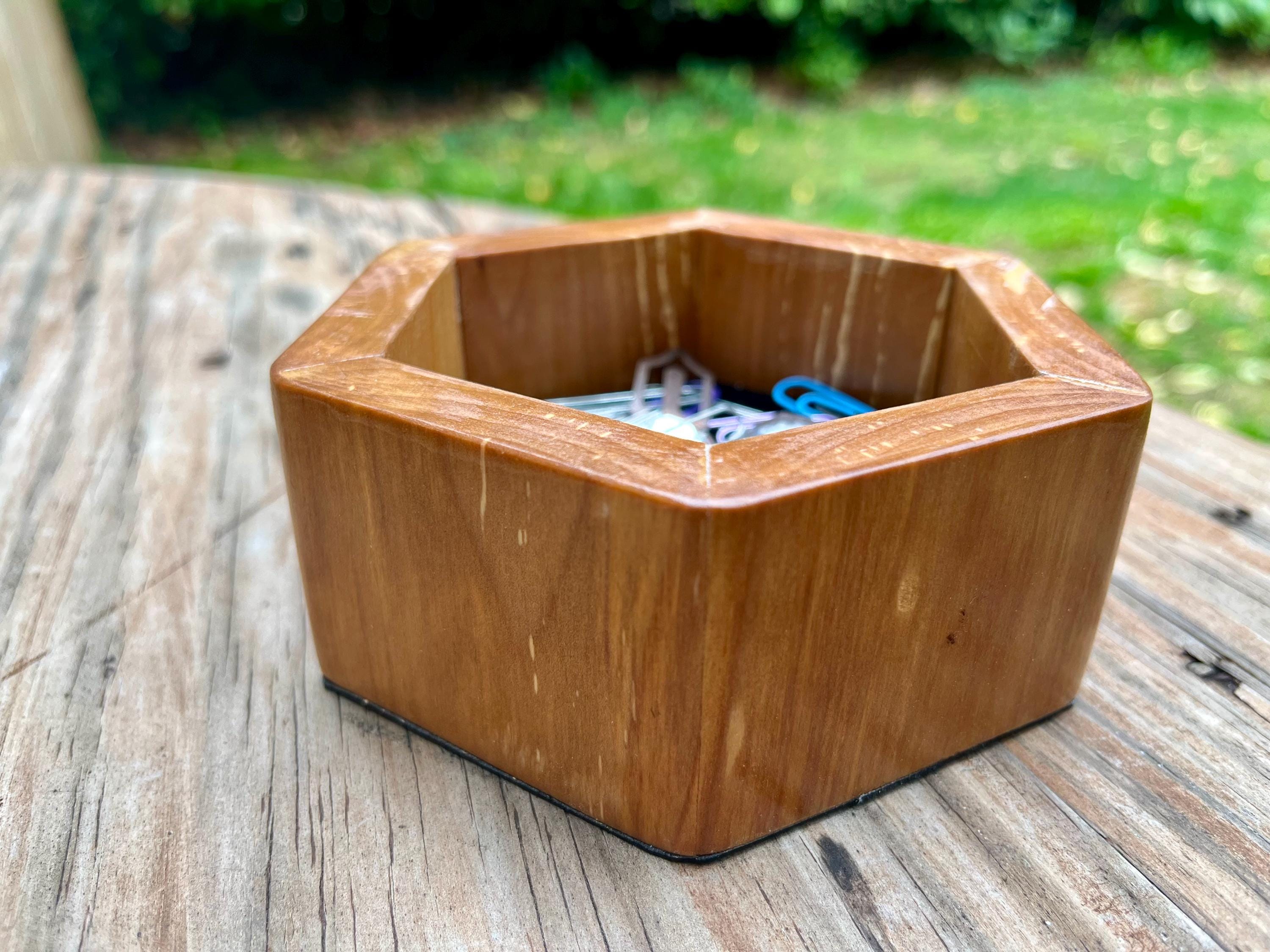 Heirloom Apple Wood Desk Organizer | Handmade Felt-Lined Change or Paper Clip Dish