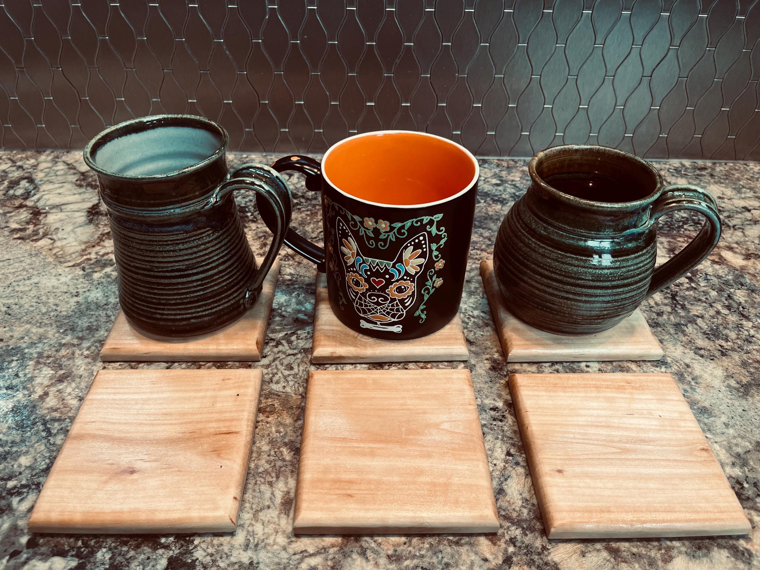 Apple Wood Coasters (Set of 6): Oregon Grown, Felt Backed