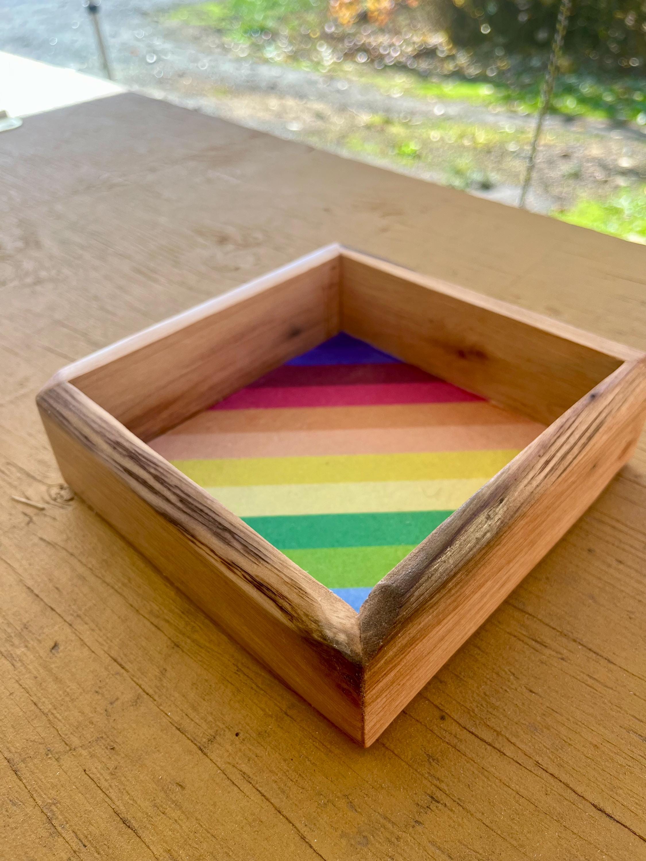Live Edge Purple Plum Keepsake Box | Rainbow Felt Lined